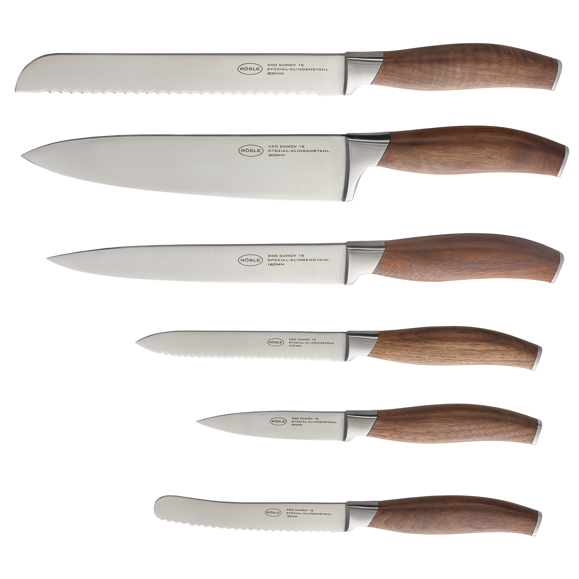RÖSLE Messerblock Passion 7-teilig Messerblock Passion mit sieben Küchenmessern, Edelstahlklingen und Holzgriffen.