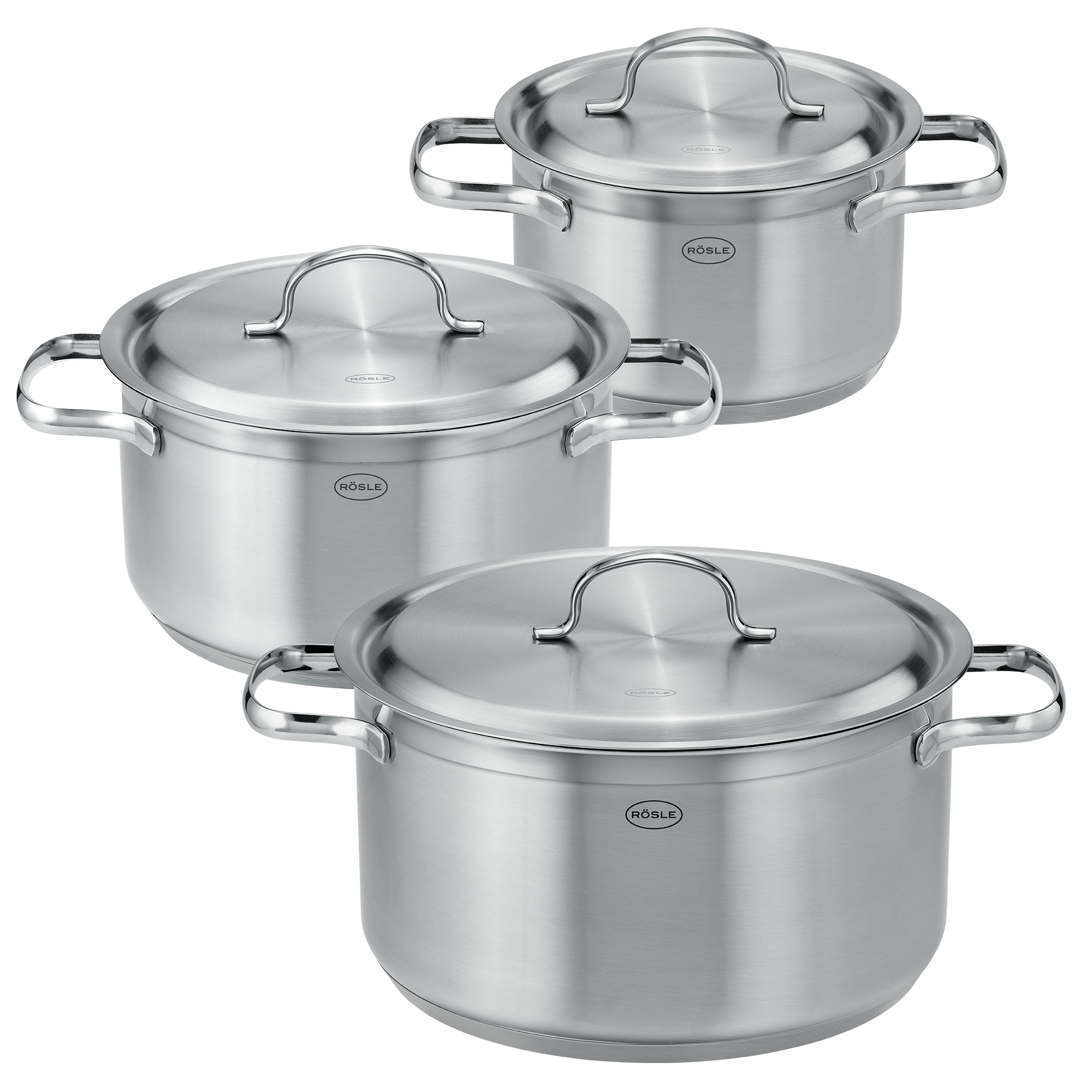RÖSLE Topf-Set Pureelements Topf-Set Pureelements, 3-teilig, aus Edelstahl, mit Deckeln und Griffen