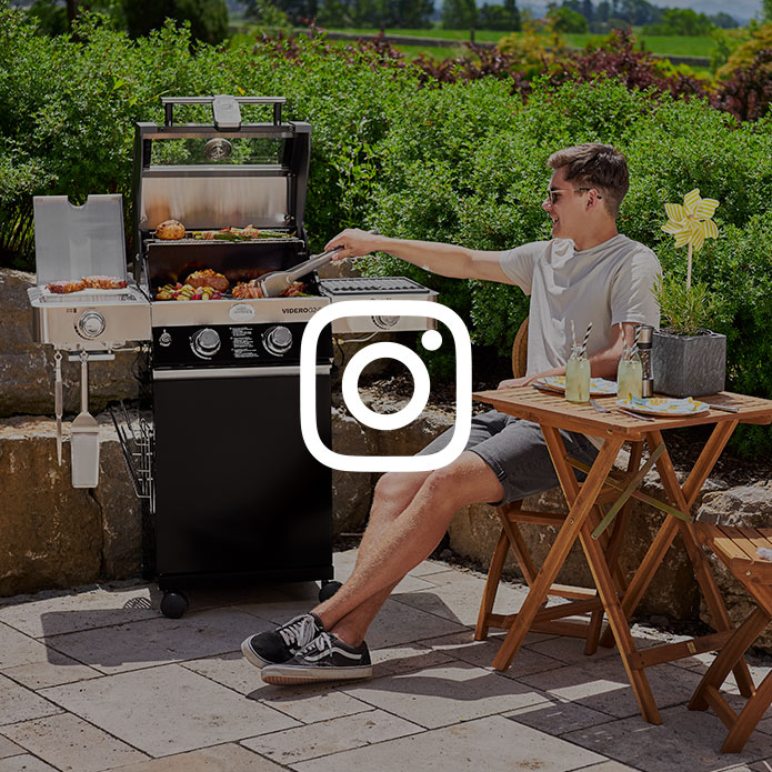 Instagram logo with gas grill BBQ
