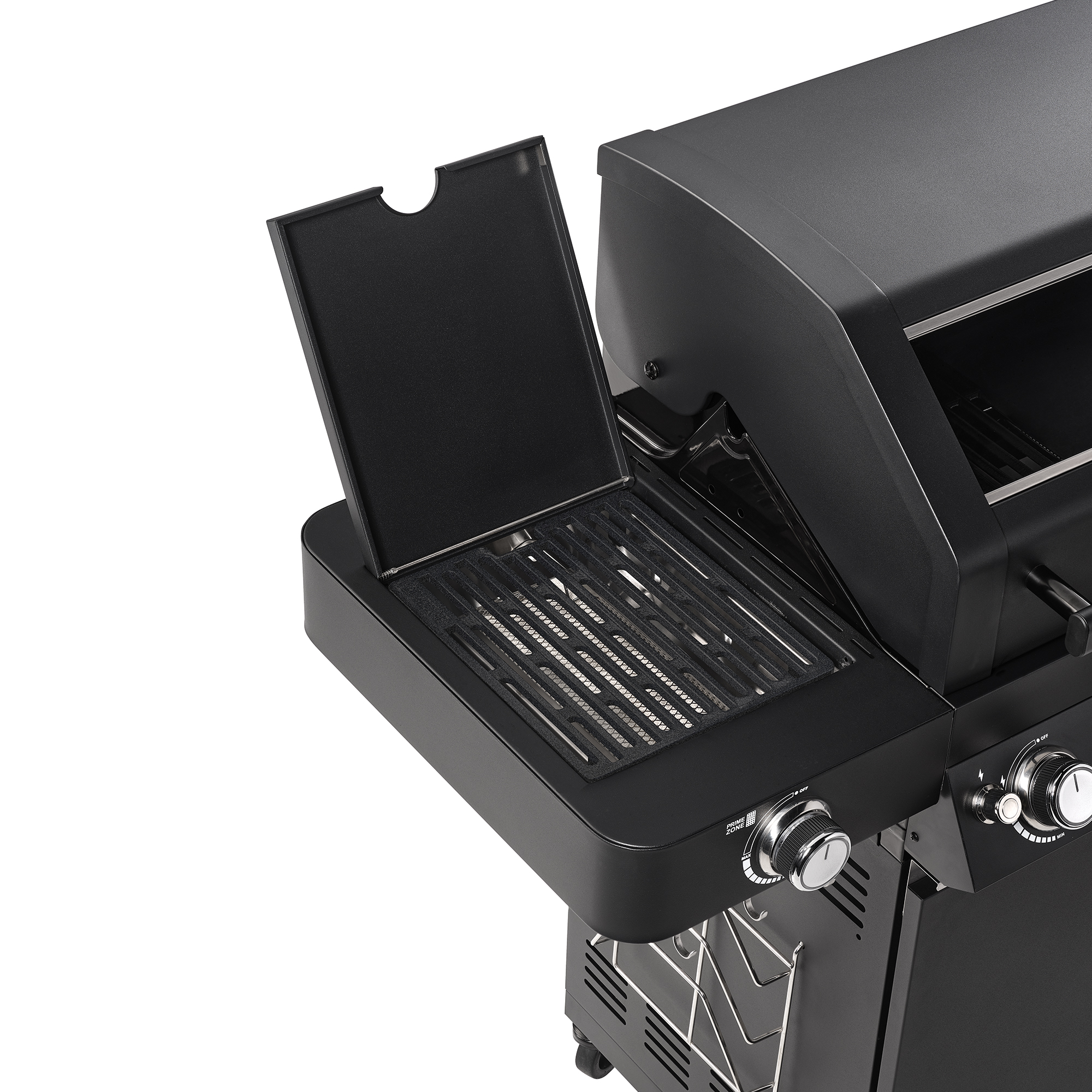 RÖSLE Gasgrill Videro G4-S Vario Gasgrill Videro G4-S Vario in Schwarz mit geöffnetem Deckel und Grillrost.