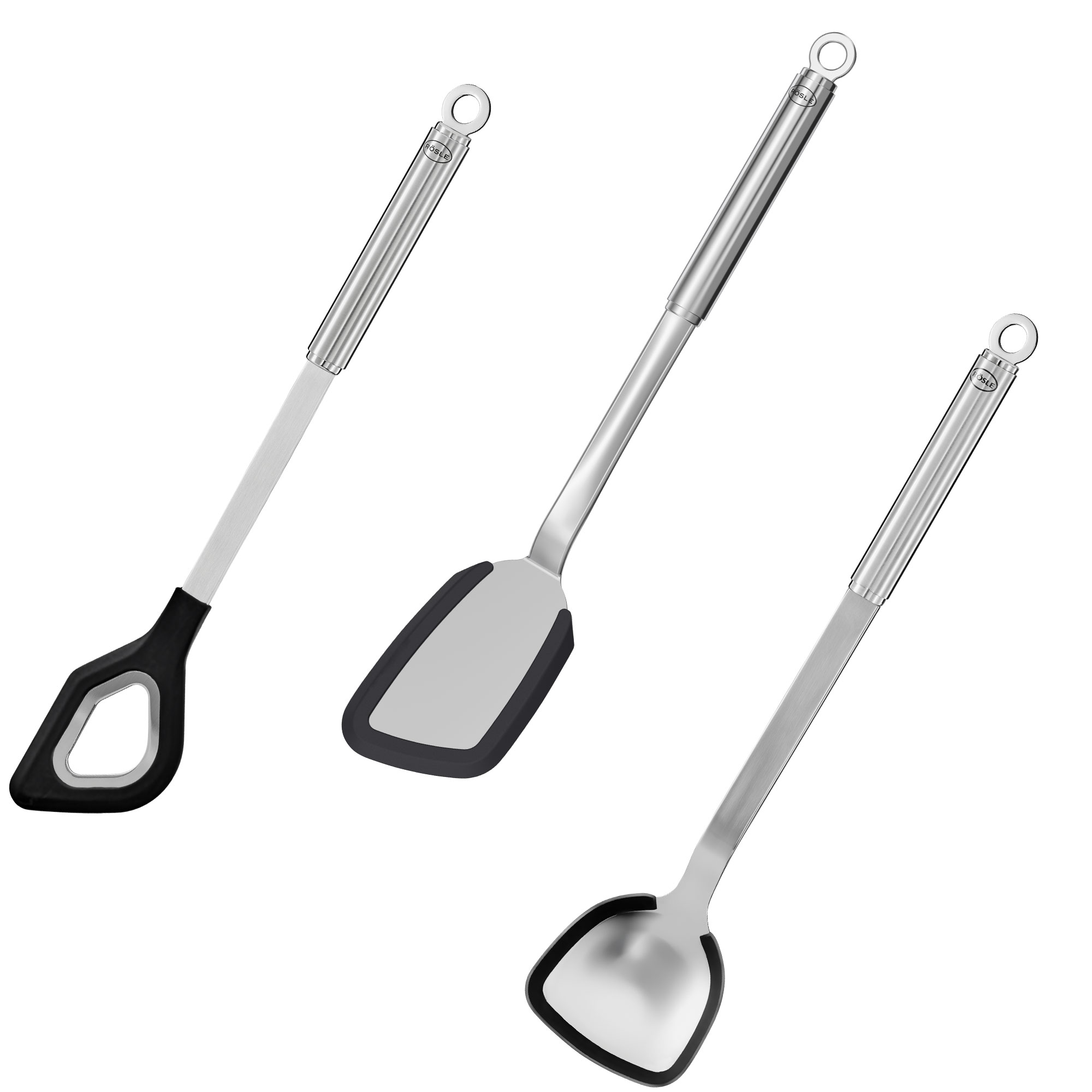 RÖSLE Küchenklassiker Set Küchenklassiker Set mit drei Küchenhelfern: Pfannenwender, Spatel und Wender aus Edelstahl...