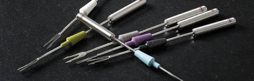 RÖSLE Fondue Set Vorken Fonduevorkjes in verschillende kleuren met roestvrijstalen handvatten