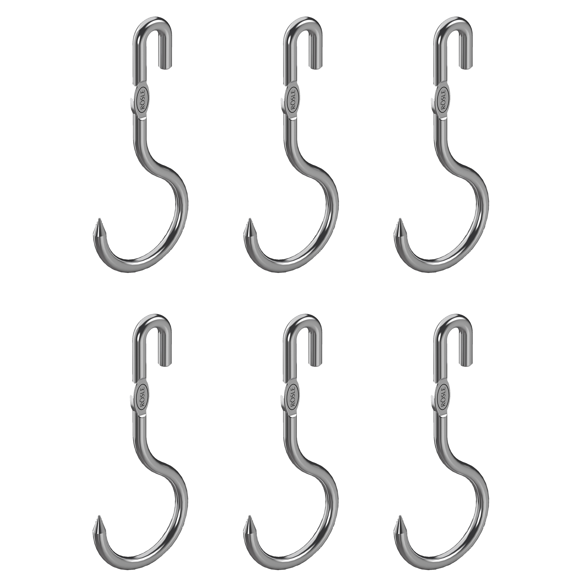 RÖSLE Räucherhaken Set Räucherhaken, 6-teilig, aus Edelstahl, gebogen mit spitzem Ende