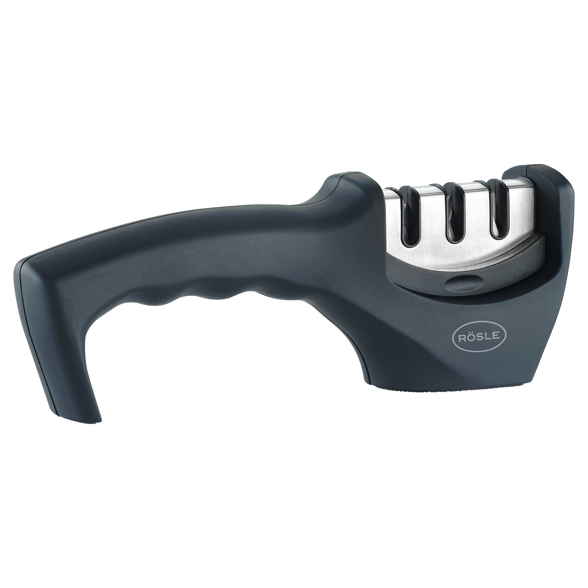 RÖSLE Messerschärfer Messerschärfer mit ergonomischem Griff und drei Schleifstufen aus Edelstahl.