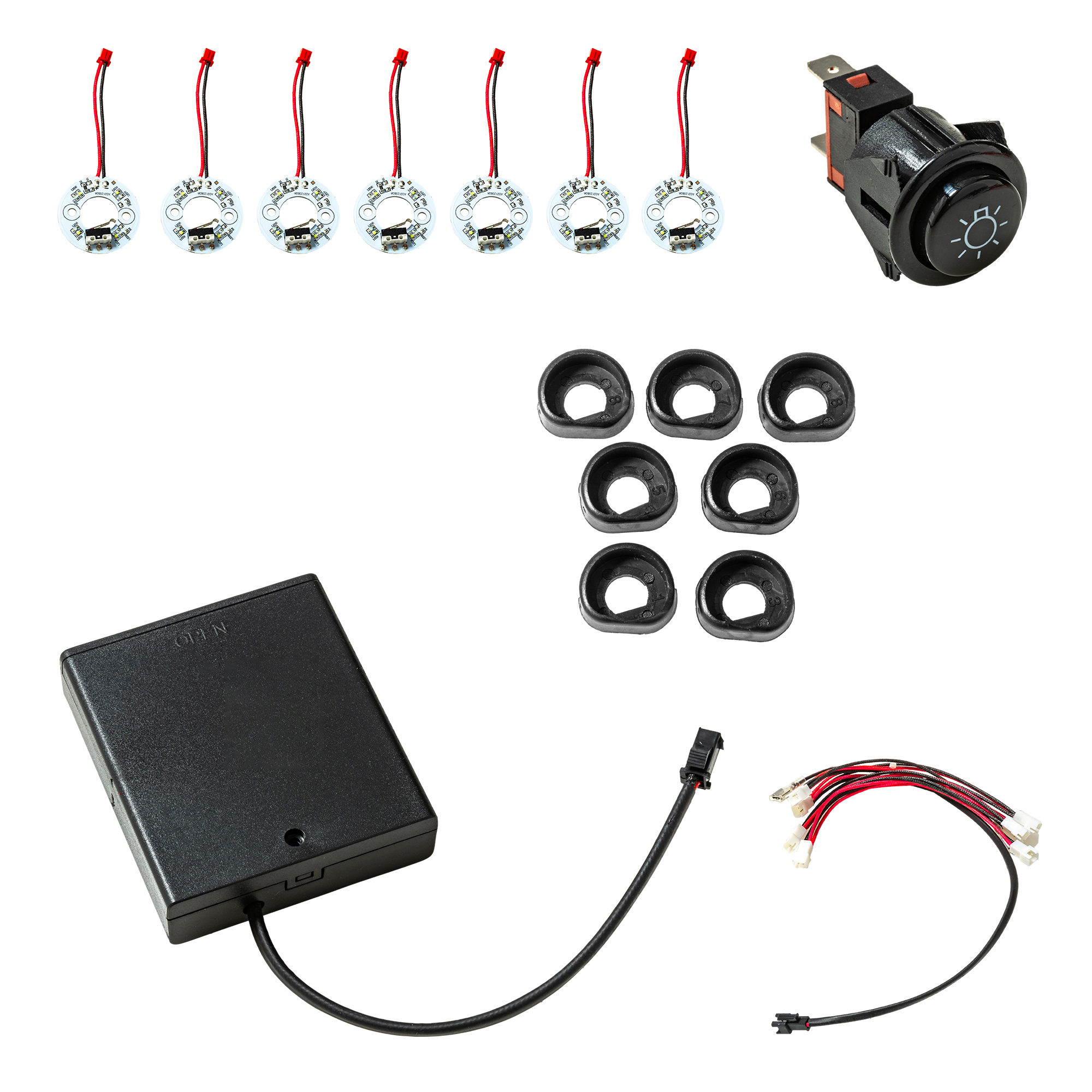 RÖSLE Beleuchtungssatz komplett Beleuchtungssatz mit Schalter, Kabeln und LED-Ringen für Grillzubehör.