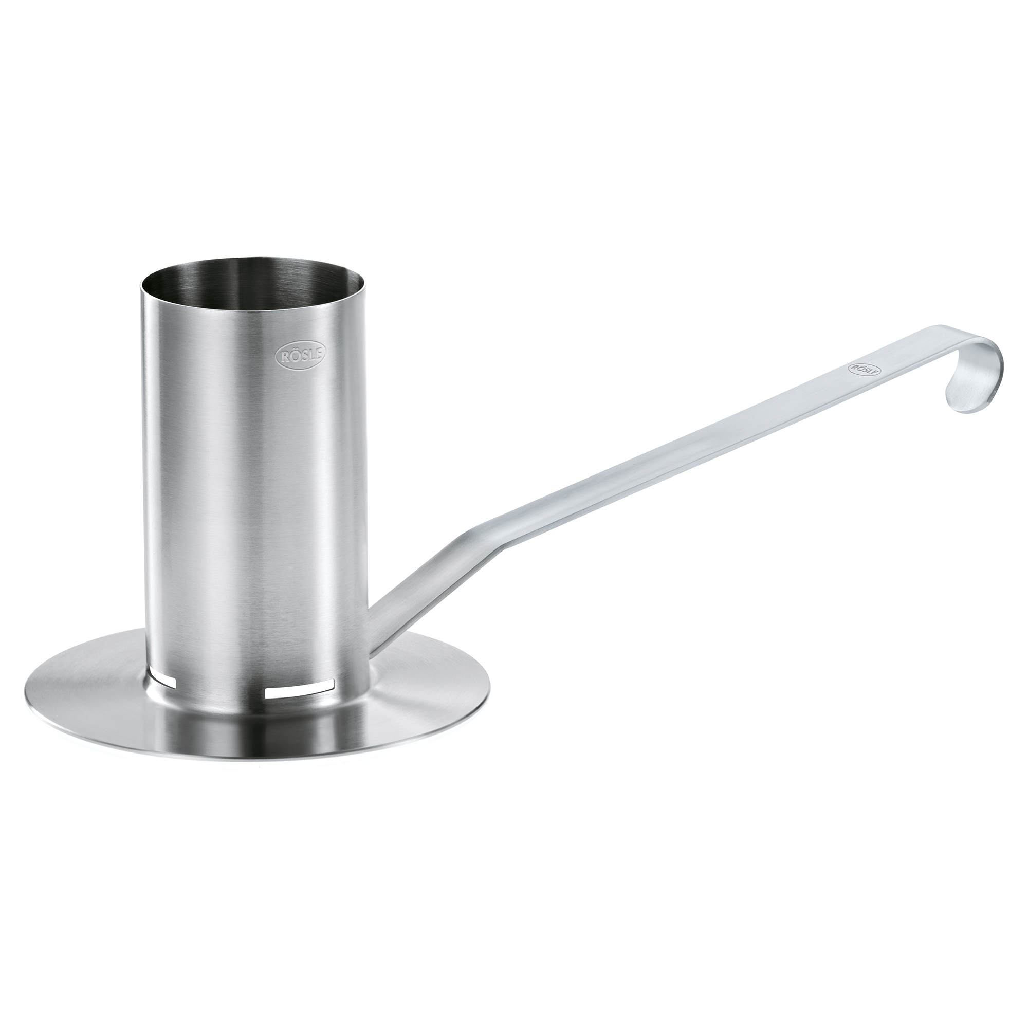 RÖSLE Hähnchenbräter aus Edelstahl Hähnchenbräter aus Edelstahl, zylindrische Form mit langem Griff und runder Basis.