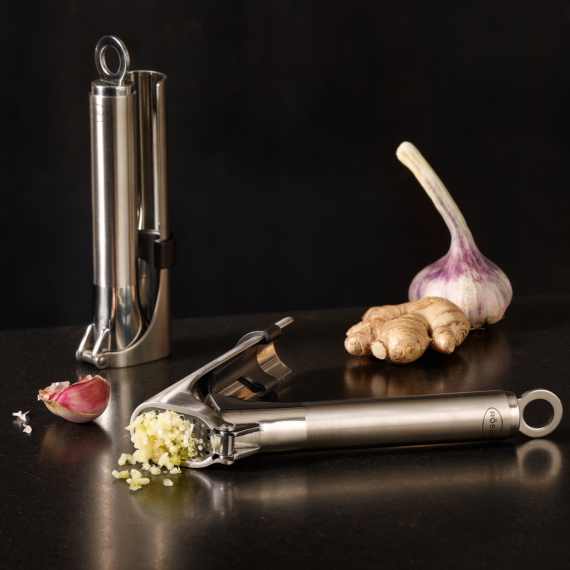 Rosle Garlic Press with Scraper Stainless Steel