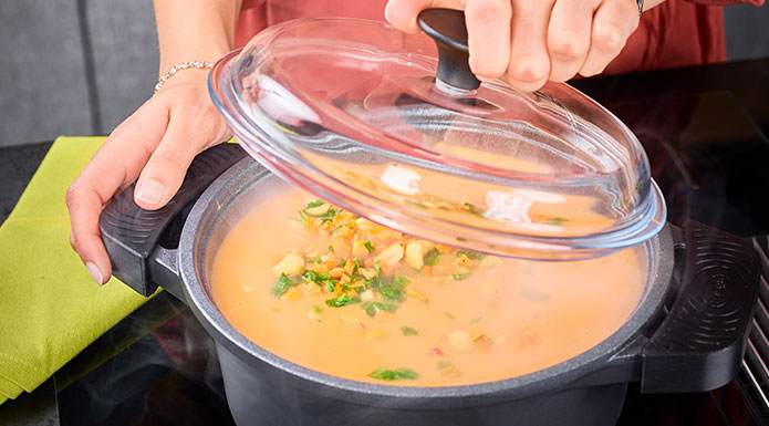 Soup in crock pot Cadini
