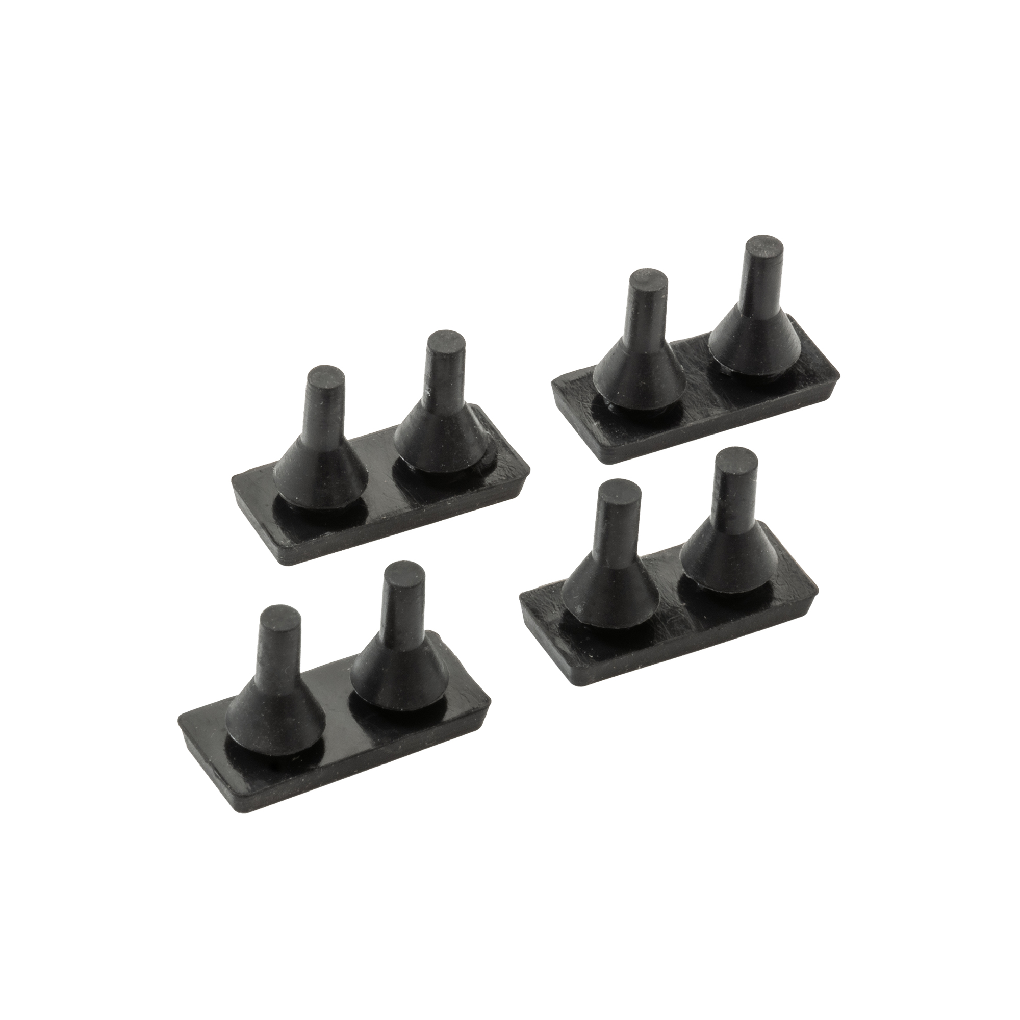 RÖSLE Gummifüße Set Gummifüße Set, vier schwarze Gummifüße in zwei Reihen angeordnet, zur Stabilisierung von Geräten.