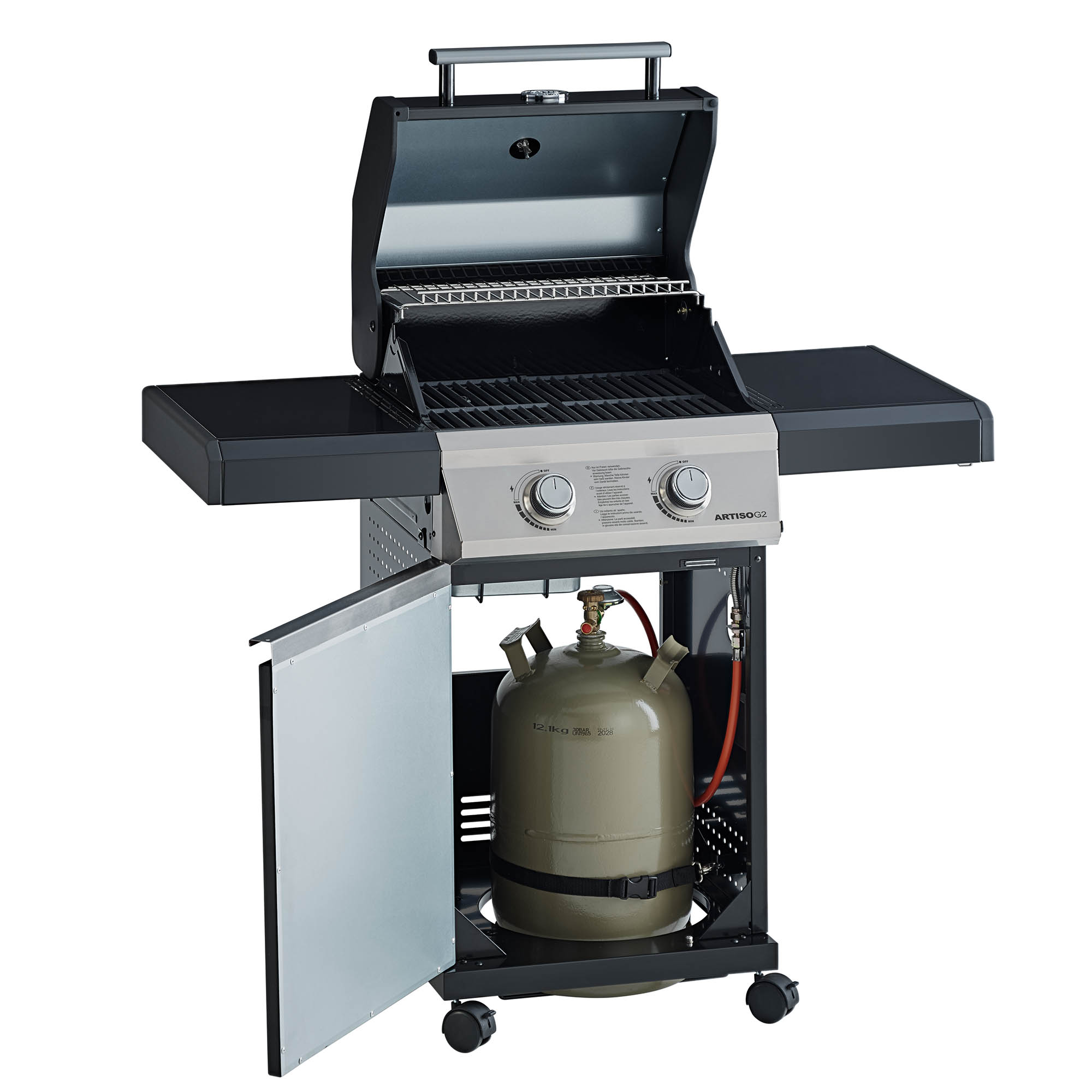 RÖSLE Gasgrill Artiso G2 Gasgrill BBQ Station Artiso G2 in Schwarz mit zwei Seitenablagen, offenem Grillbereich und...