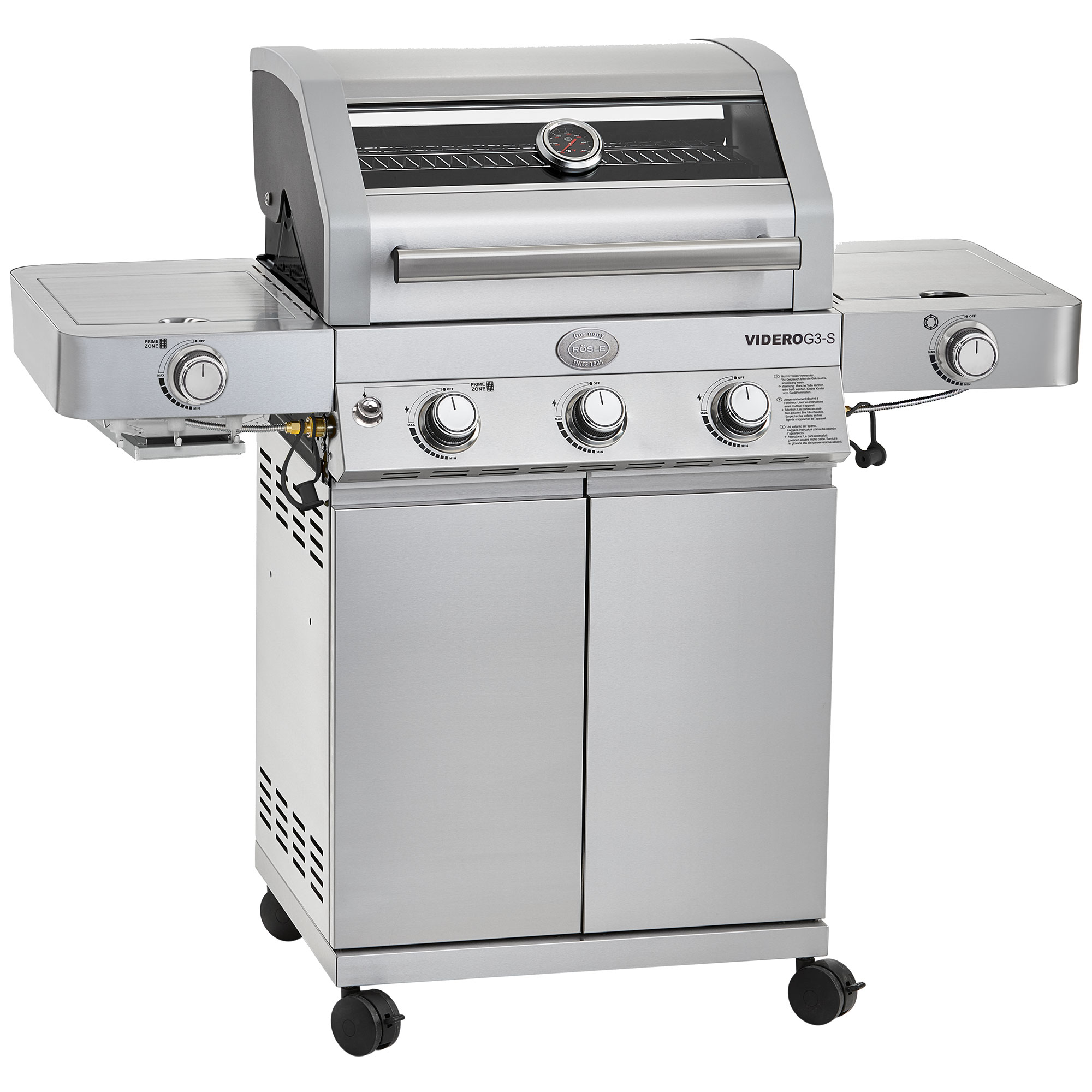 Gas grill BBQ-Station VIDERO G3-S Vario+ Stainless Steel 50 mbar, Exclusive at Grillfürst