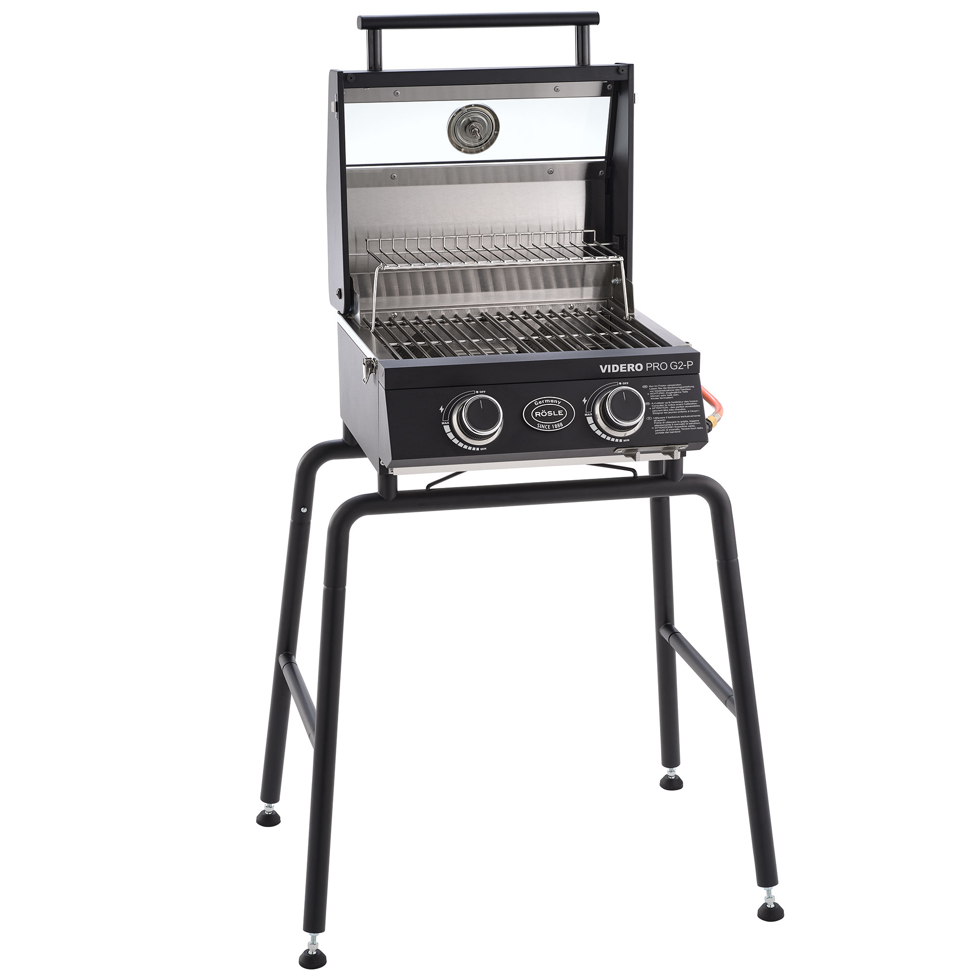 RÖSLE Gasgrill Videro Portable PRO G2-P Gasgrill Videro Portable PRO G2-P, schwarz, mit zwei Reglern und Grillrost, auf einem stabilen...