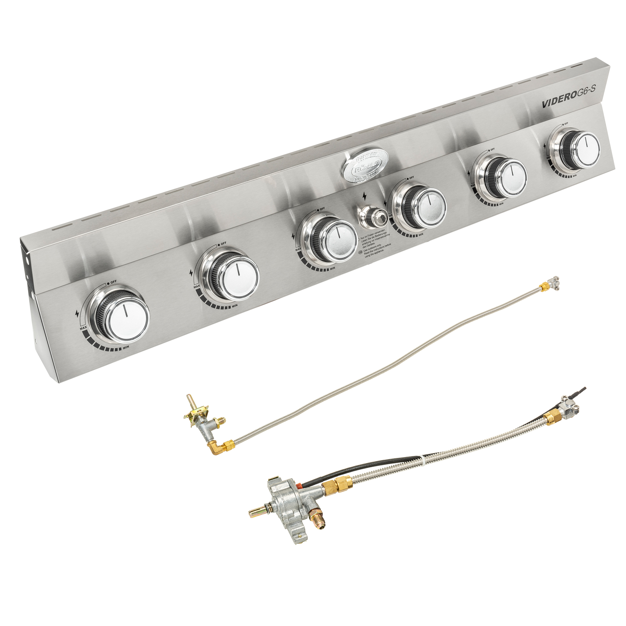 RÖSLE stainless steel control panel with regulators Stainless steel control panel with six regulators and pressure gauge, including connection...