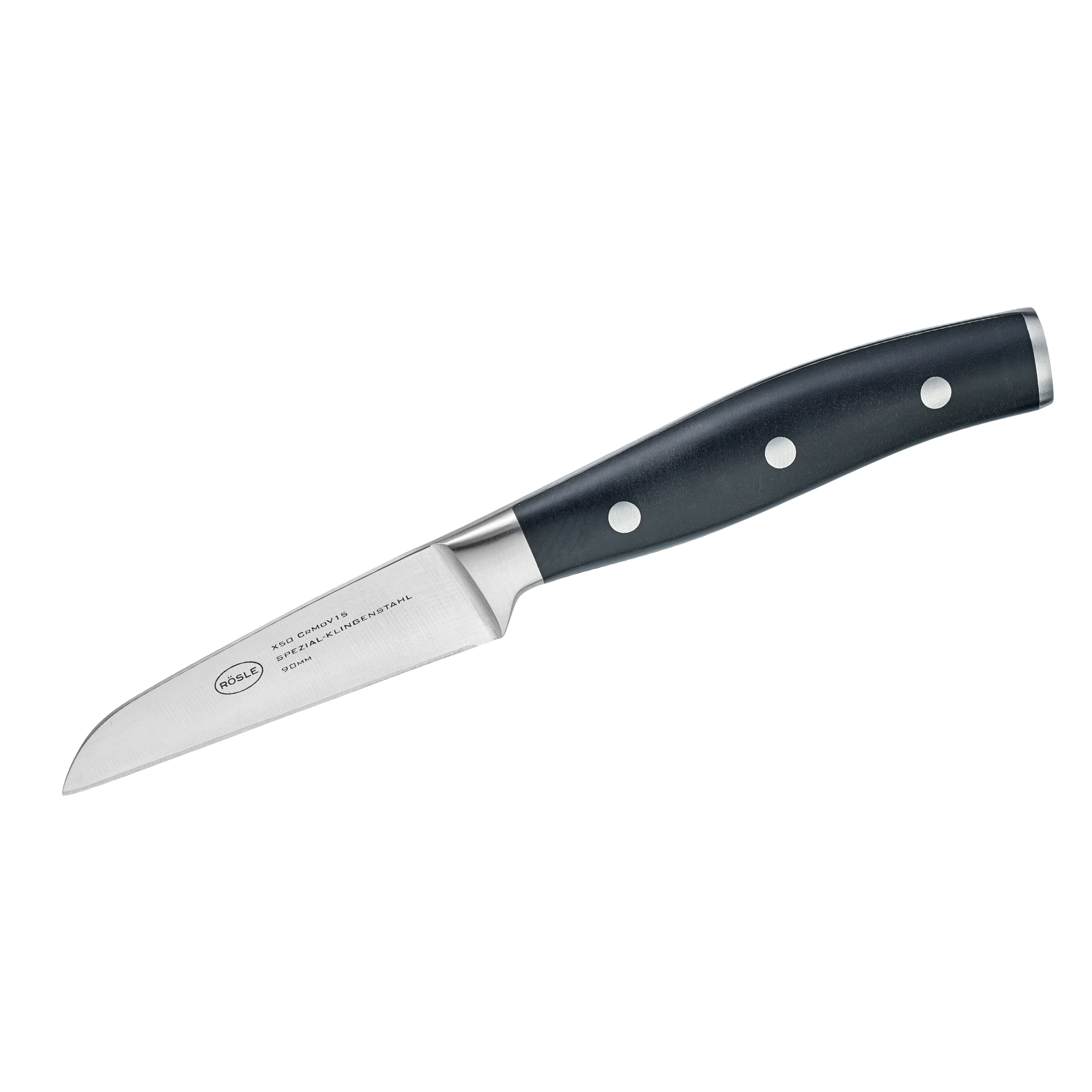 RÖSLE Gemüsemesser 9 cm Gemüsemesser, 9 cm, Edelstahlklinge, schwarzer Griff, ergonomisches Design