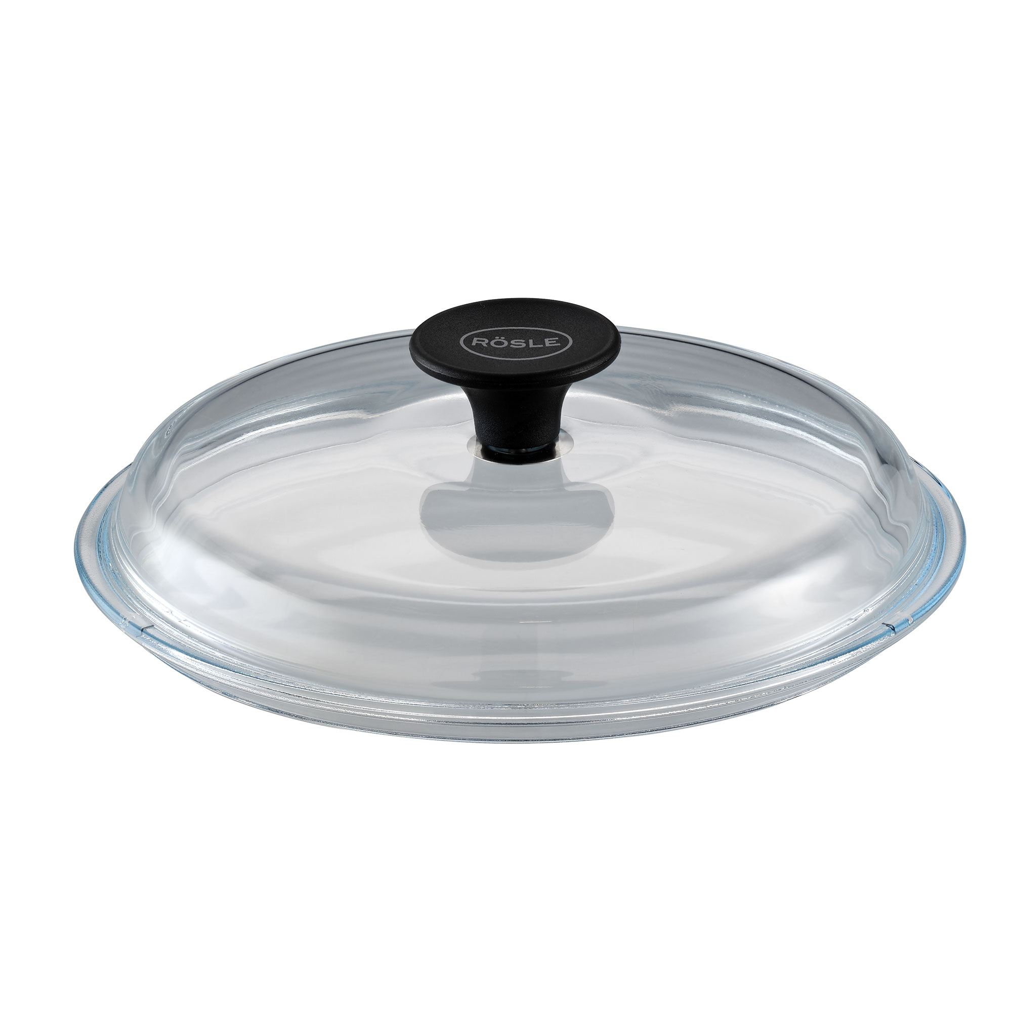 RÖSLE glass lid 24 cm Glass lid, 24 cm, transparent with black handle, suitable for pots and pans.