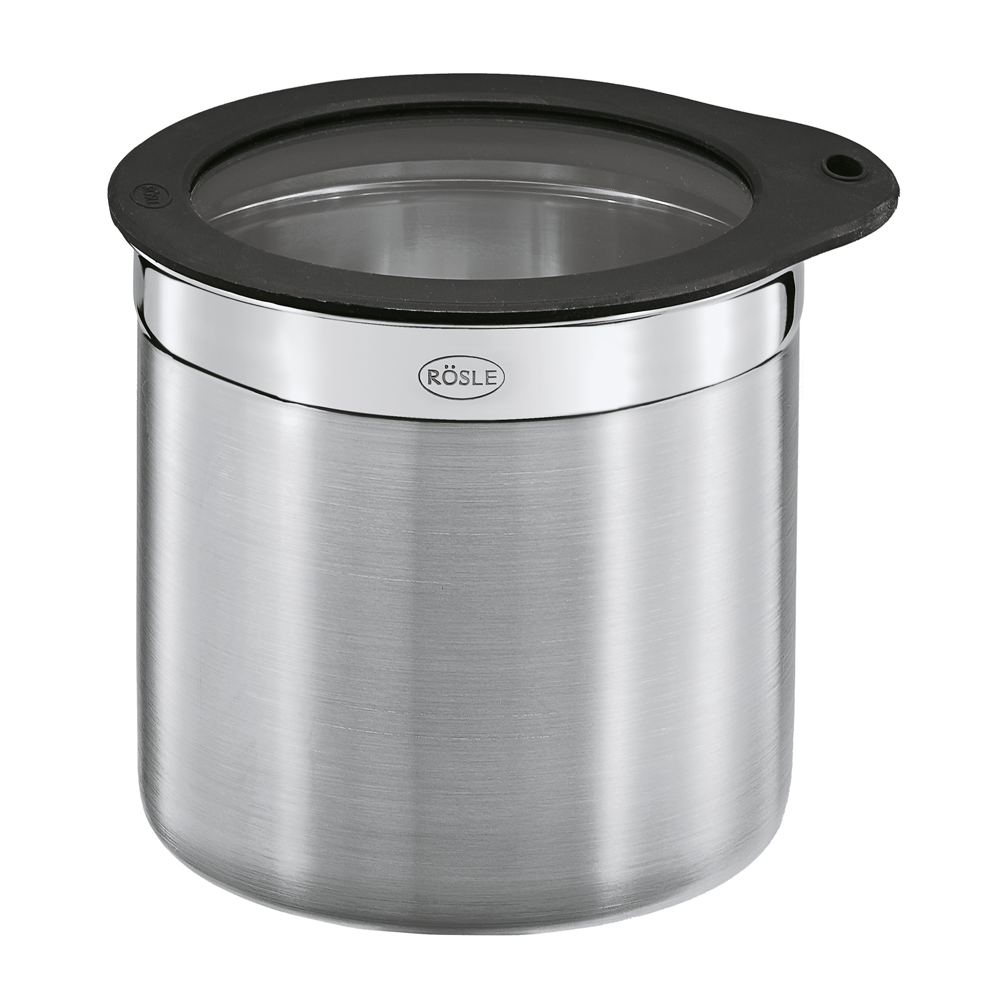 RÖSLE Frischhaltedose mit Deckel Frischhaltedose aus Edelstahl mit transparentem Deckel, 12 cm Durchmesser.