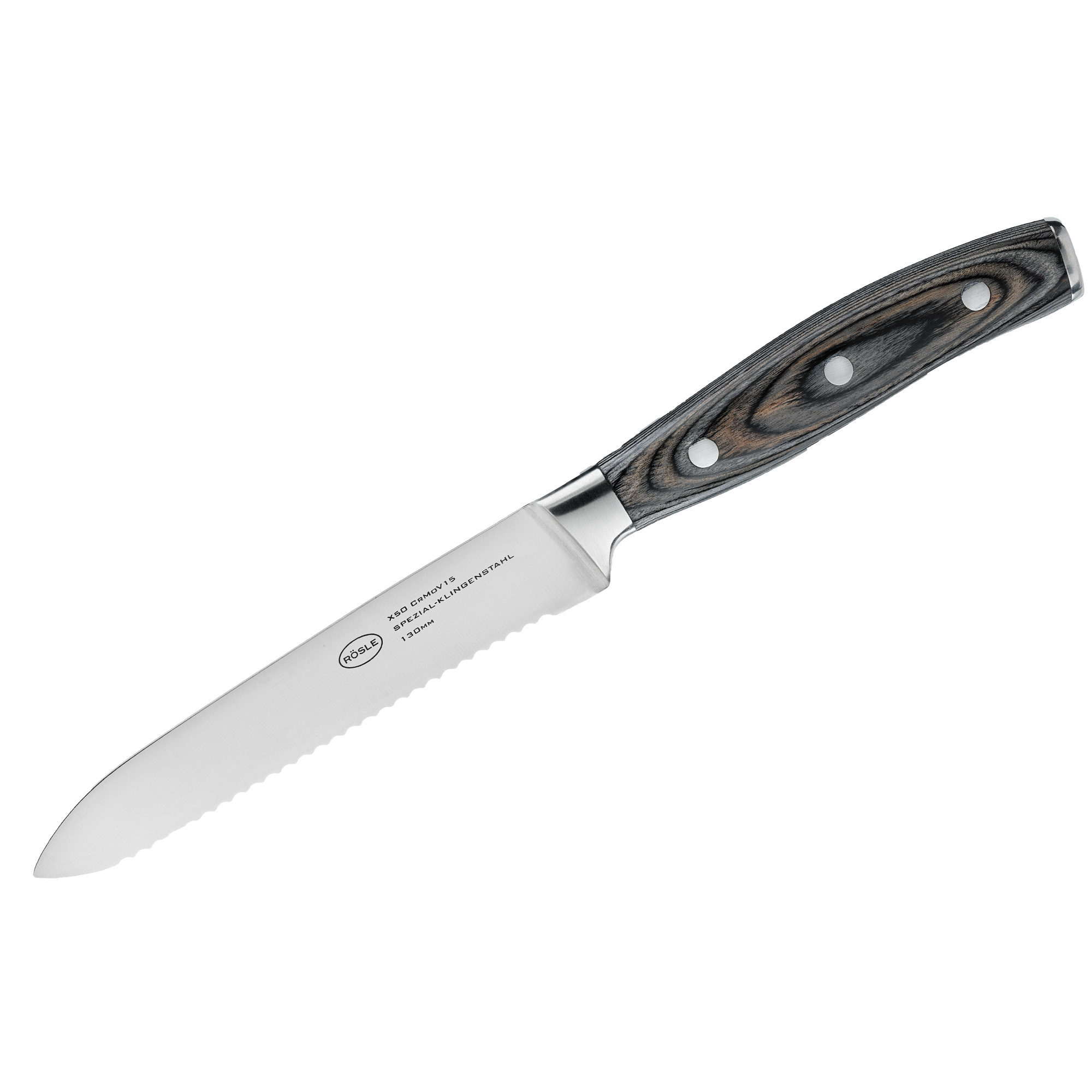 RÖSLE Universalmesser Wolfgrey Universalmesser in Wolfgrey mit gezahnter Klinge und Holzgriff