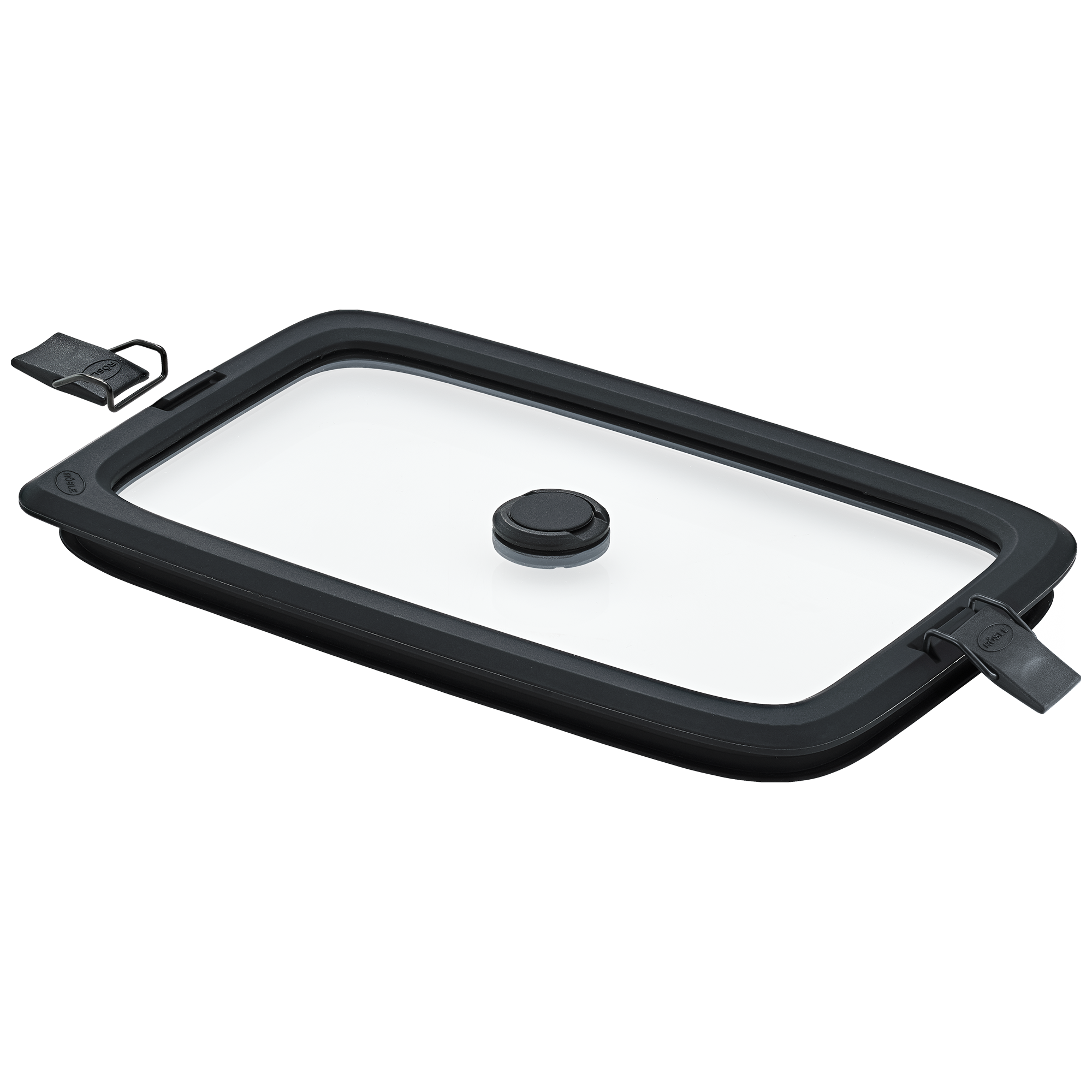 RÖSLE Vakuumdeckel 1,5l Vakuumdeckel, rechteckig, 1,5l, schwarz, mit Ventil und Clips zur Befestigung