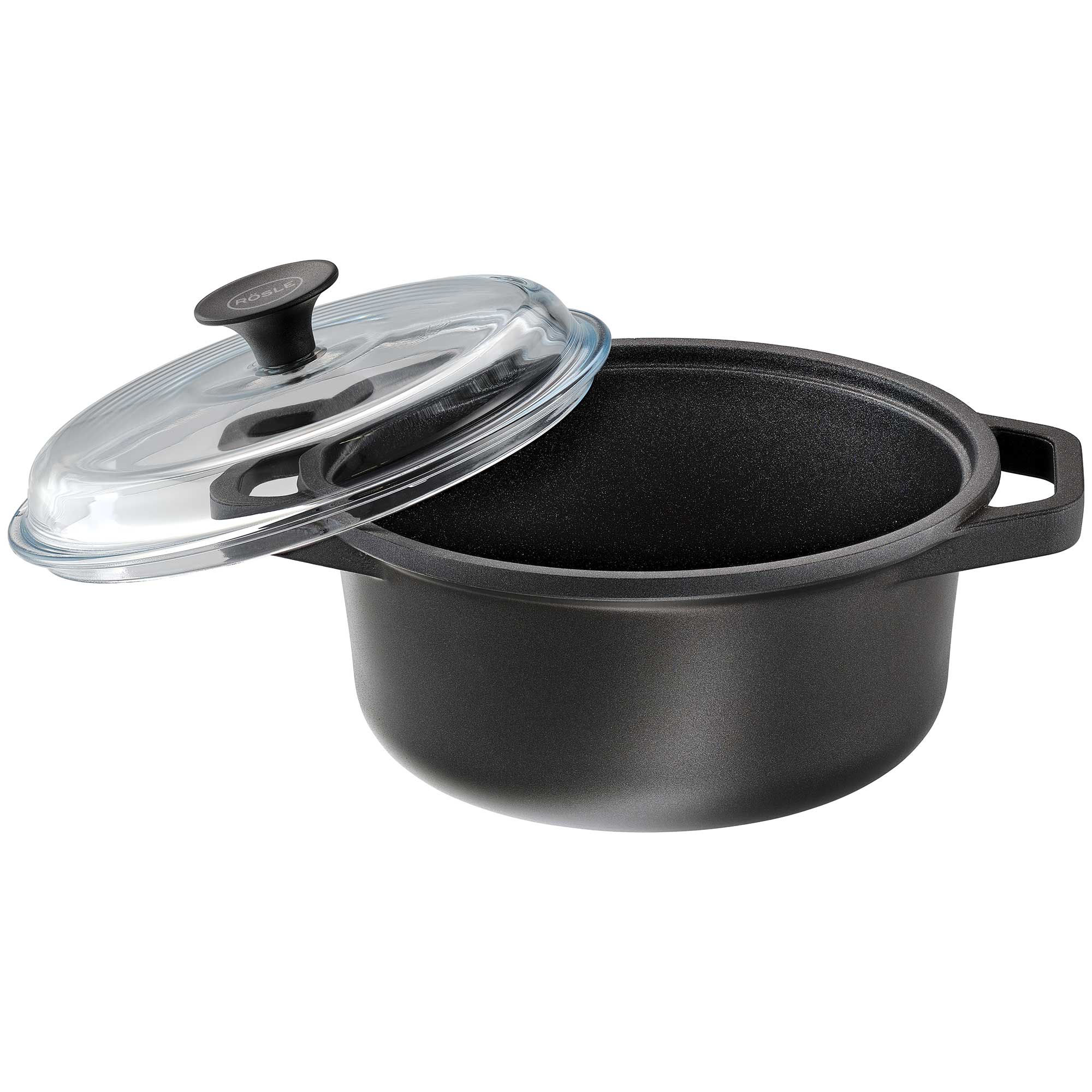 RÖSLE Kochtopf Cadini, 24 cm Kochtopf Cadini, 24 cm, schwarz, mit Glasdeckel, aus Aluminiumguss, antihaftbeschichtet.