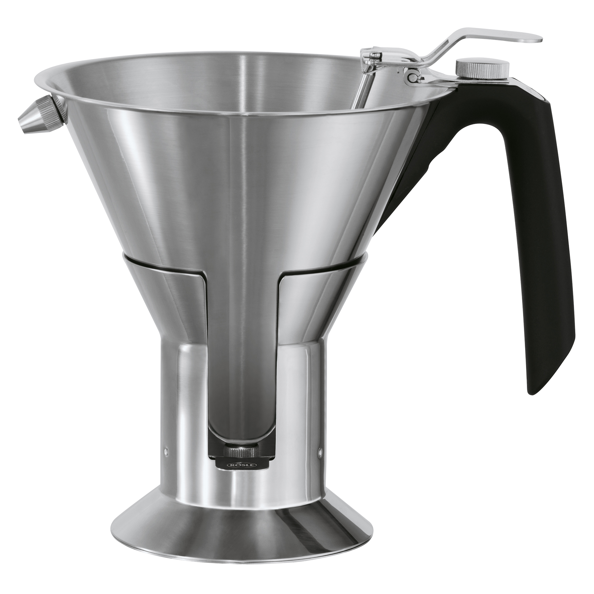 RÖSLE Fondanttrichter Fondanttrichter aus Edelstahl mit schwarzem Griff und Auslassventil