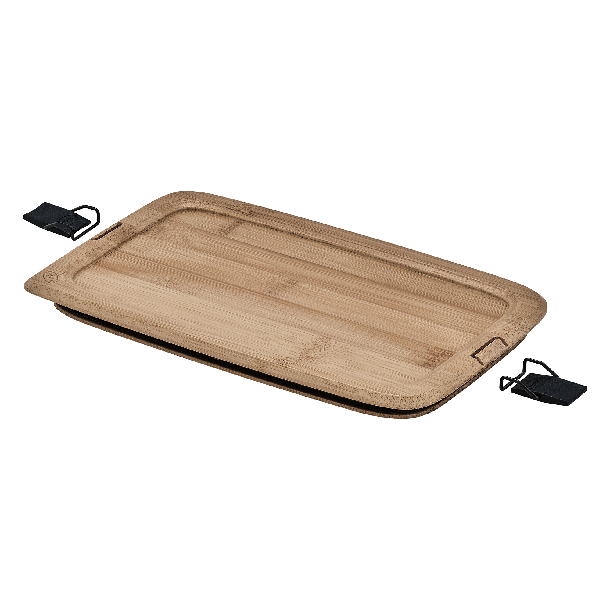 Brotzeitdeckel, eckig, 1 Liter, aus Bambus, mit seitlichen Griffen