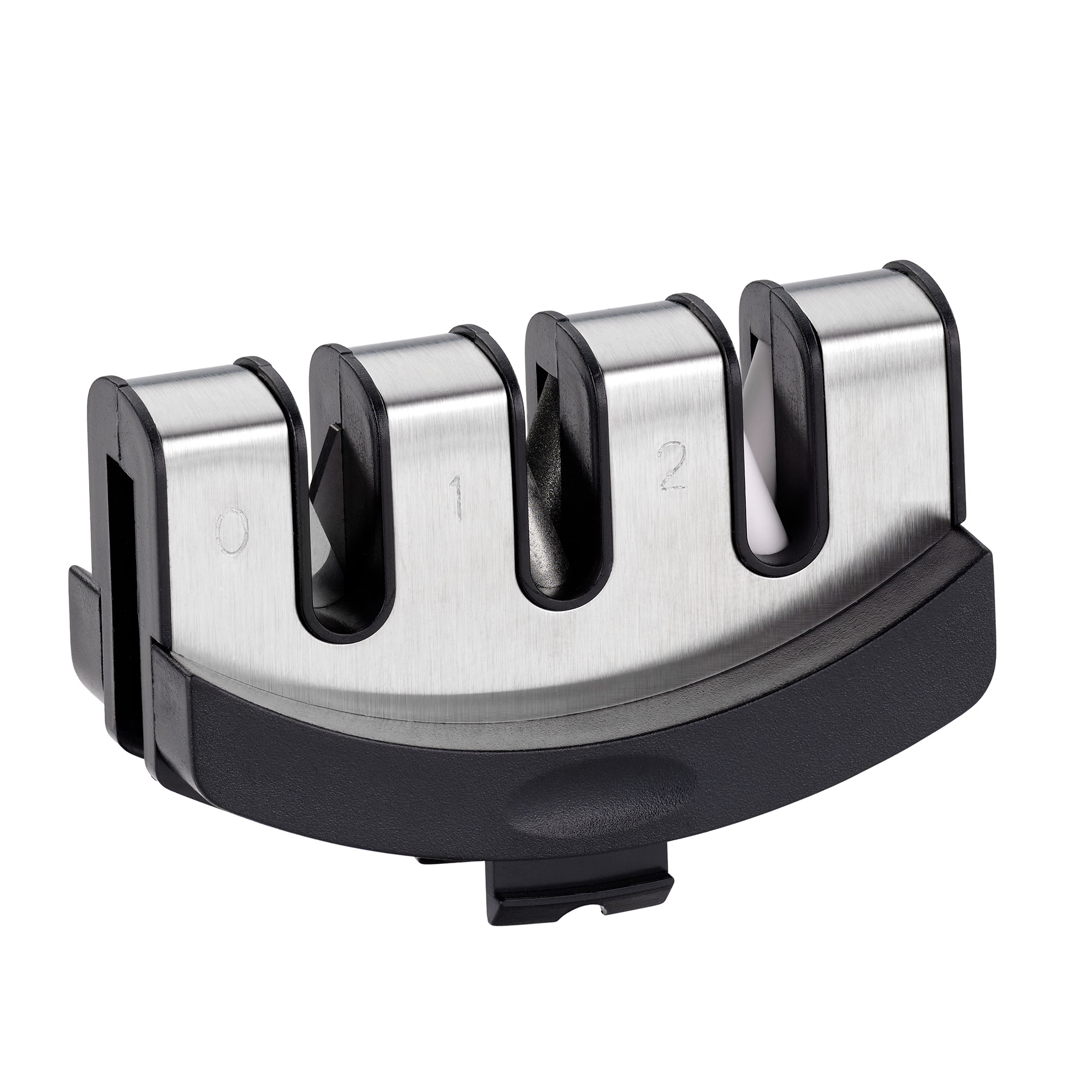 RÖSLE Messerschärfer Messerschärfer mit Edelstahl-Klingen und schwarzem Kunststoffgriff, für verschiedene Schärfstufen.