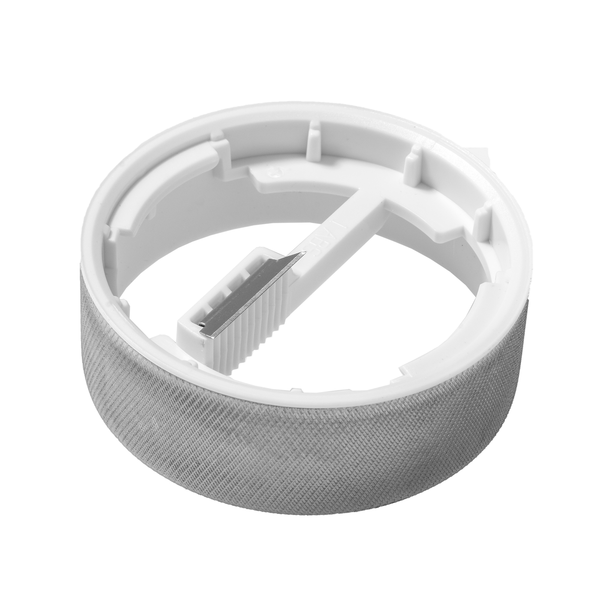 Edelstahlring mit Abstreifer, rund, aus Edelstahl und Kunststoff, für Küchenanwendungen.