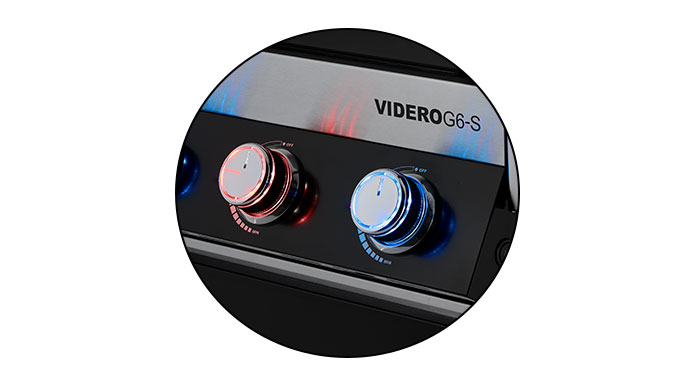 Beleuchtete Drehknöpfe Beleuchtete Drehknöpfe in Rot und Blau am Grill