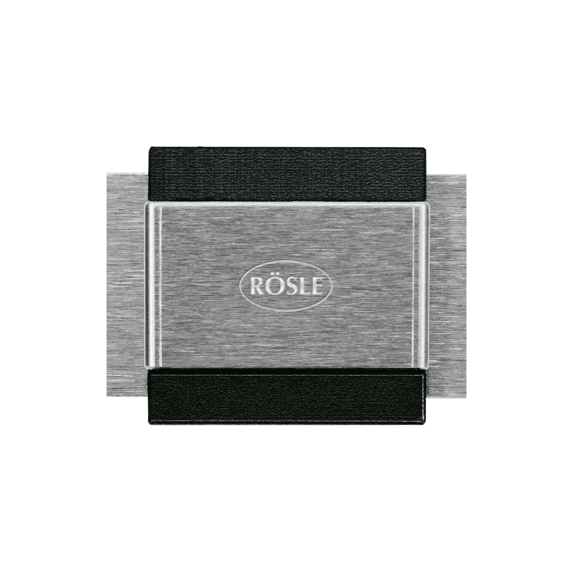 RÖSLE wall mounting Wall mounting made of stainless steel and black plastic, rectangular shape.