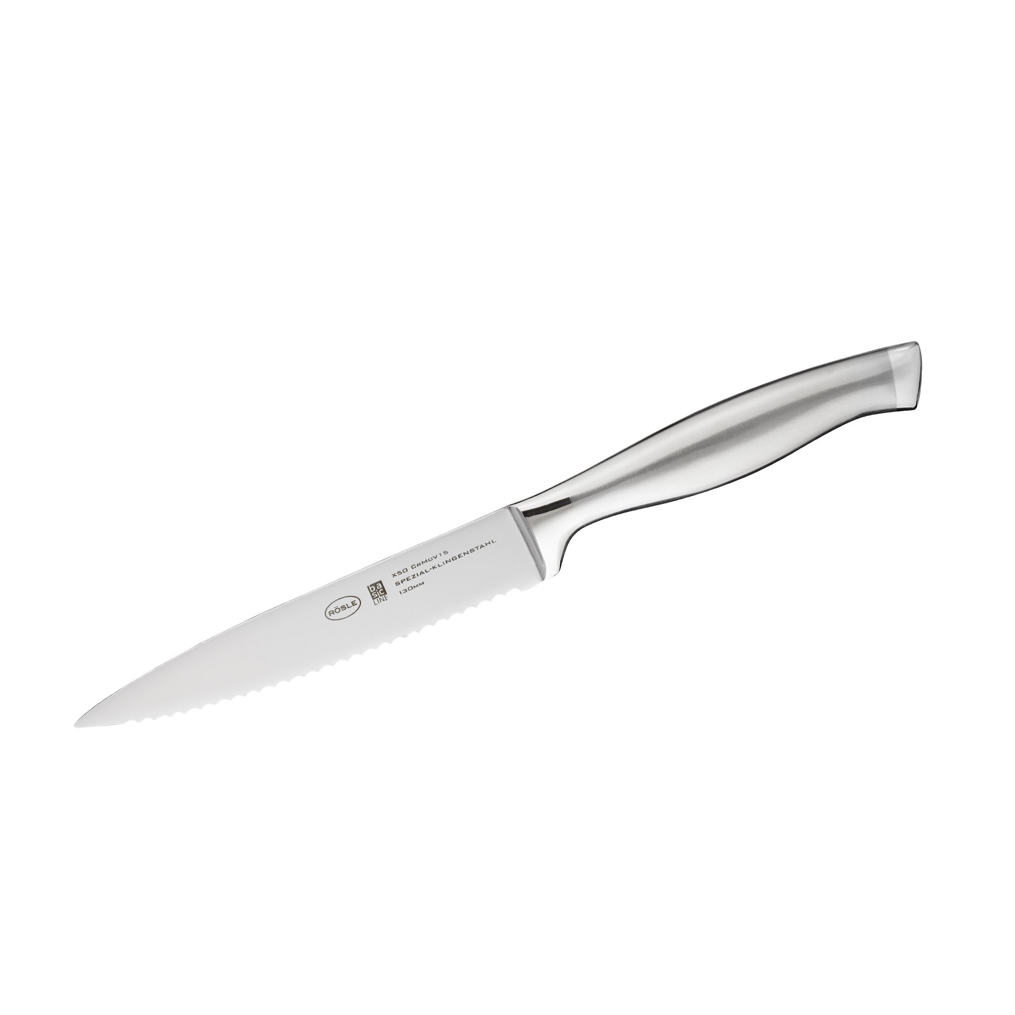 RÖSLE Universalmesser Basic Line 13 cm Universalmesser, 13 cm, mit gezahnter Klinge und ergonomischem Griff aus Edelstahl