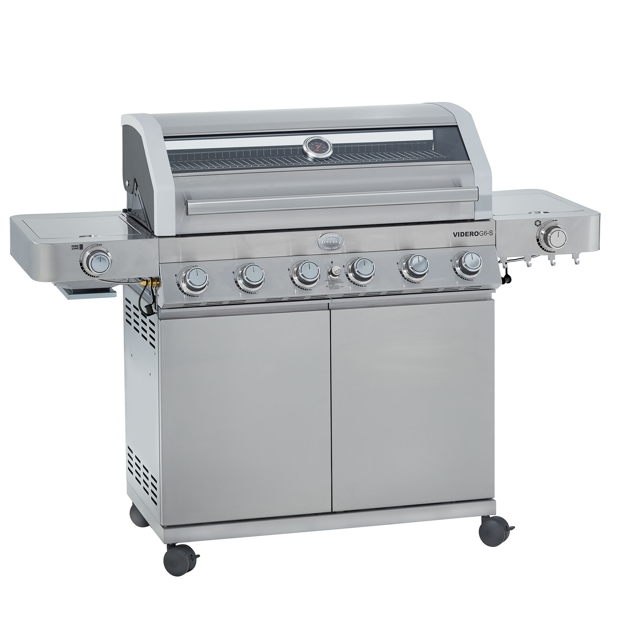 RÖSLE Videro G6-S Gasgrill aus Edelstahl Gasgrill Videro G6-S aus Edelstahl mit mehreren Brennern und seitlichen Ablageflächen
