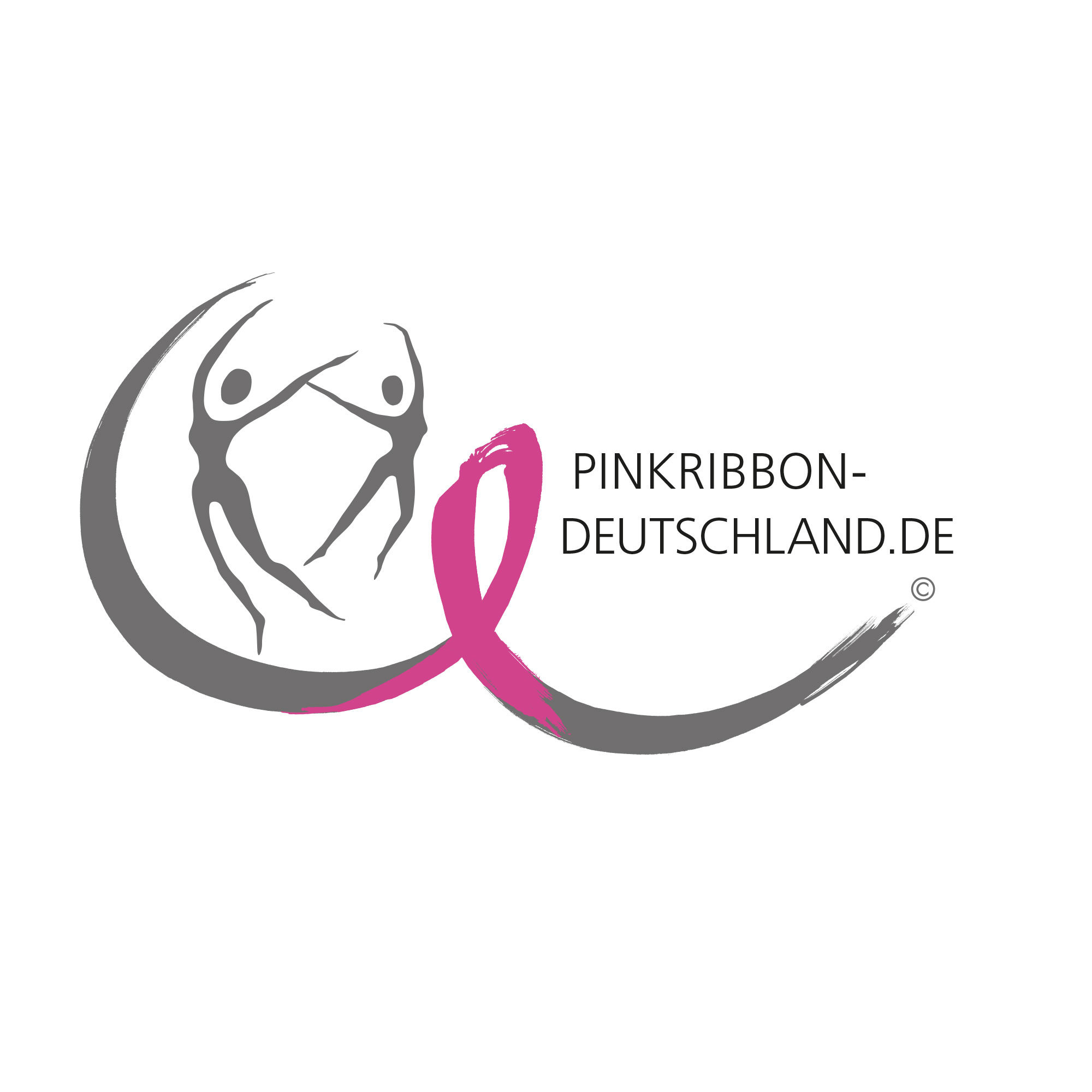 Pink Ribbon Deutschland Logo Logo von Pink Ribbon Deutschland, zeigt stilisierte Figuren und ein pinkes Band.
