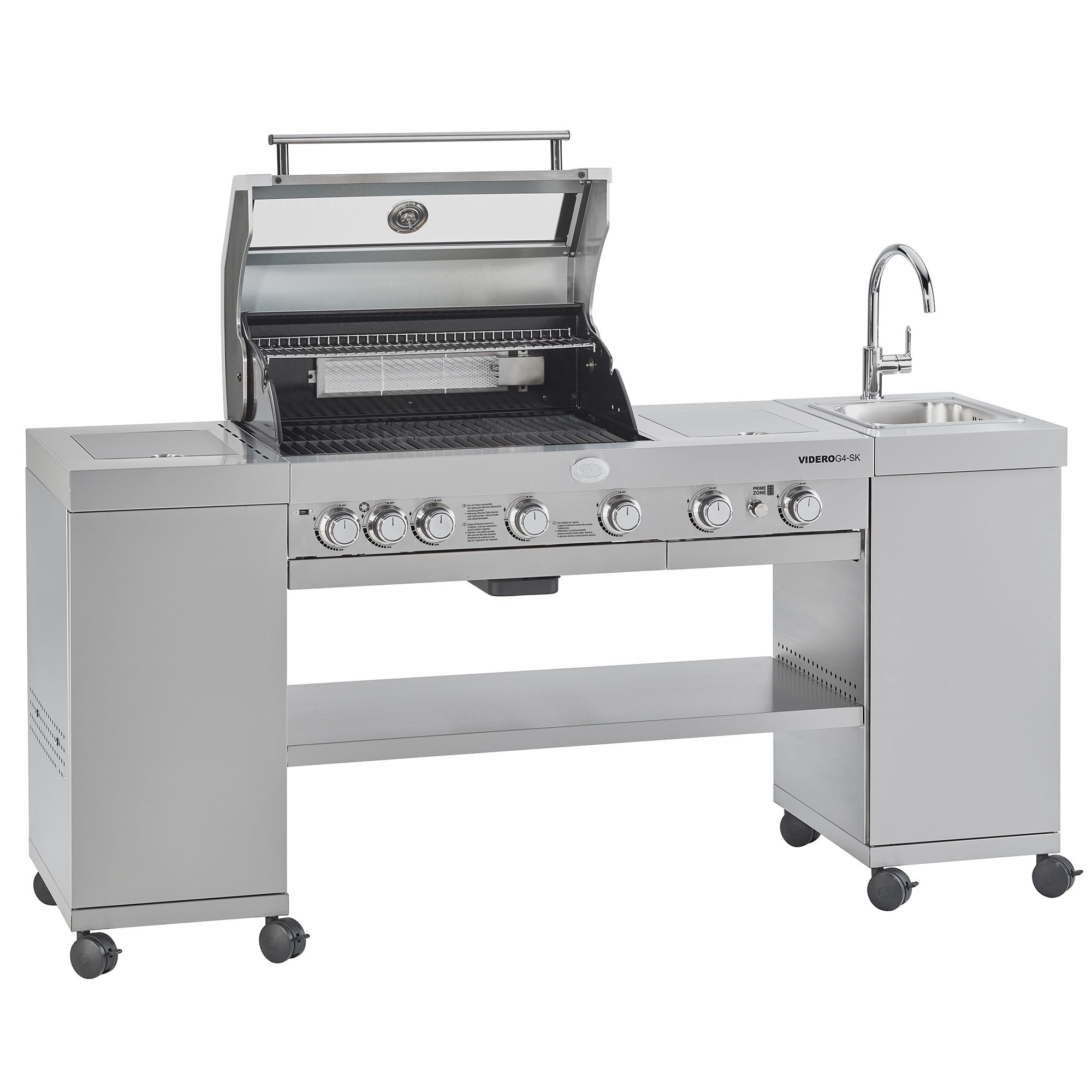 RÖSLE Gasgrill Videro G4-SK Gasgrill Videro G4-SK, Edelstahl, mit fünf Brennern, Arbeitsfläche und Spüle.