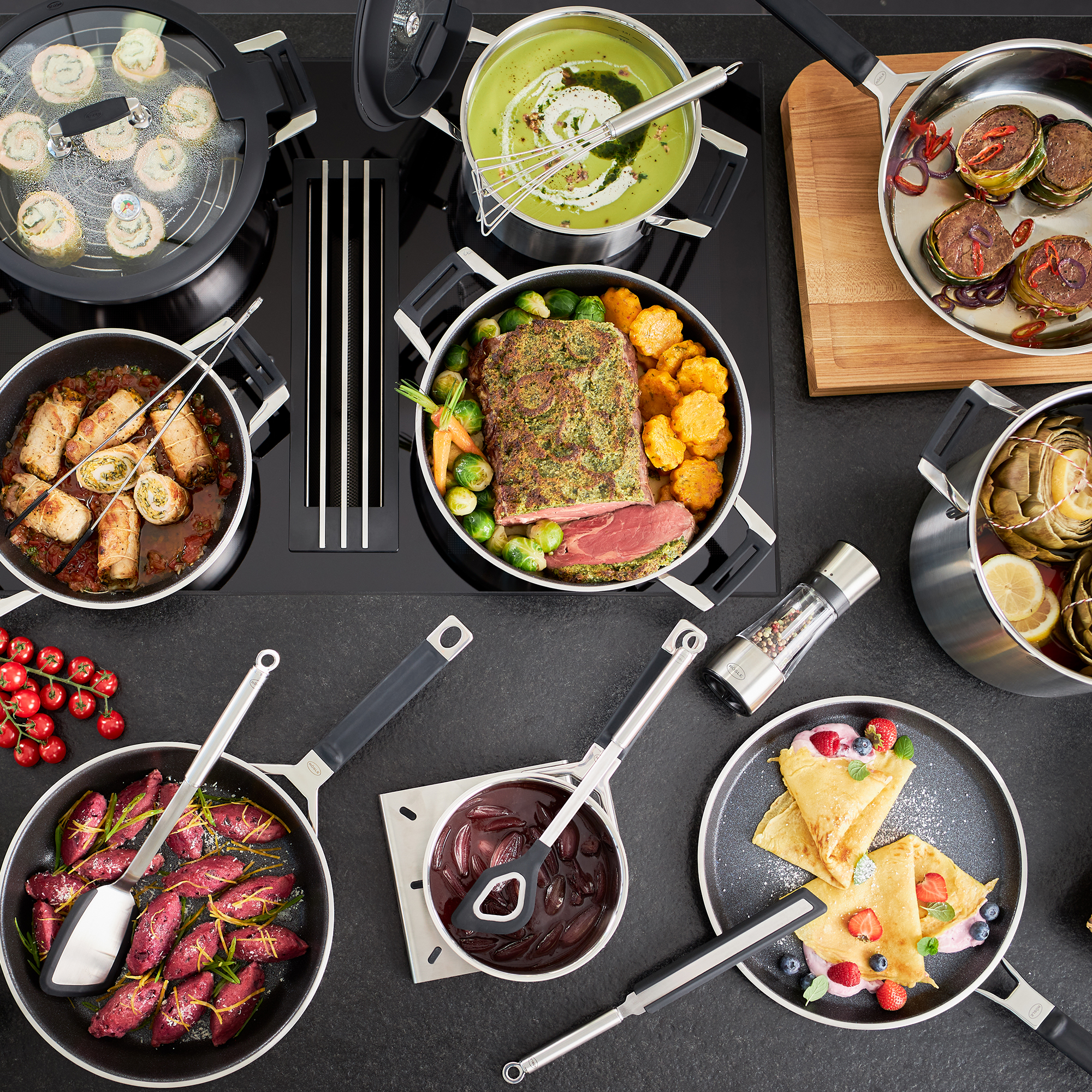 RÖSLE Stielkasserolle 16 cm mit verschiedenen Gerichten Stielkasserolle 16 cm aus der Silence Pro Serie, mit verschiedenen Gerichten wie Fleisch,...