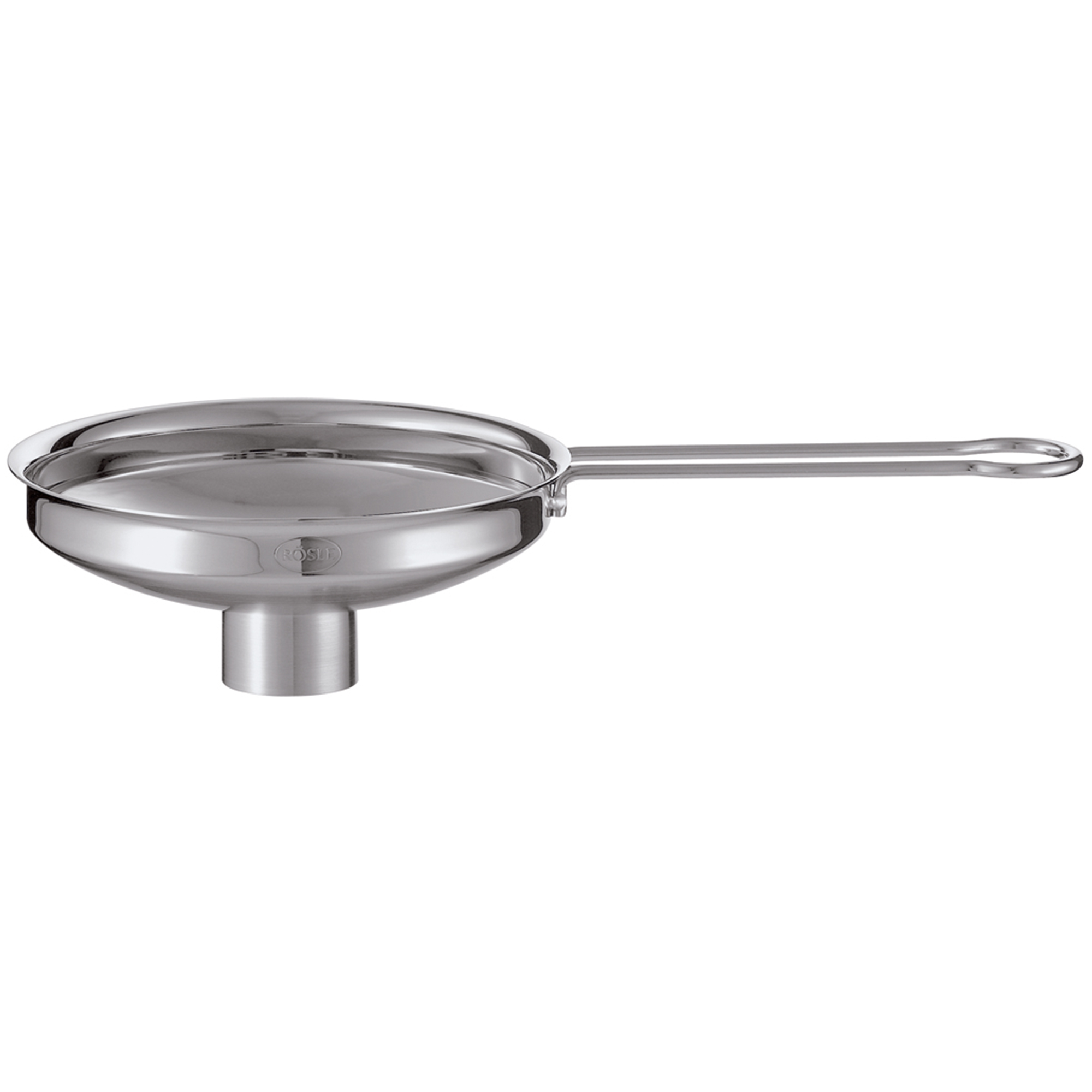 RÖSLE Marmeladentrichter aus Edelstahl Marmeladentrichter aus Edelstahl, rund mit langem Griff und Ausguss.