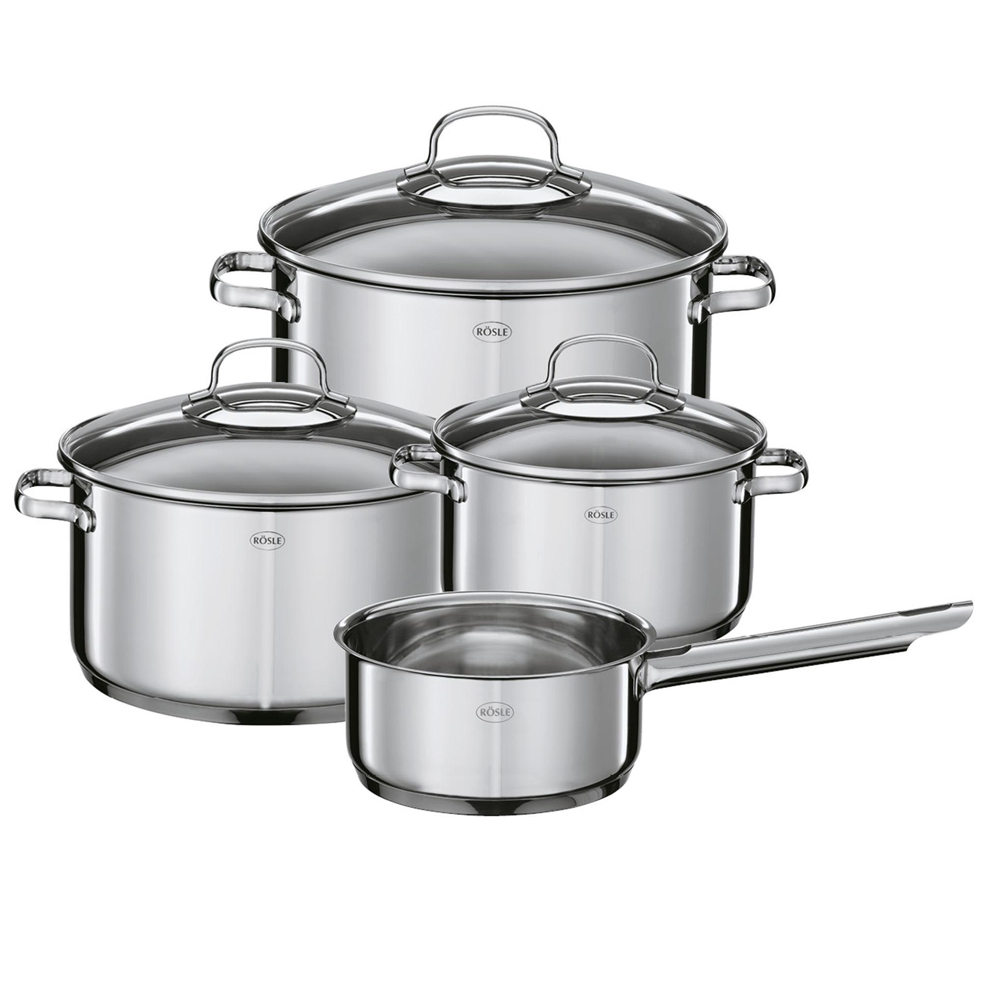 RÖSLE Topf-Set Elegance Topf-Set Elegance, 4-teilig, aus Edelstahl, mit Deckeln, verschiedene Größen