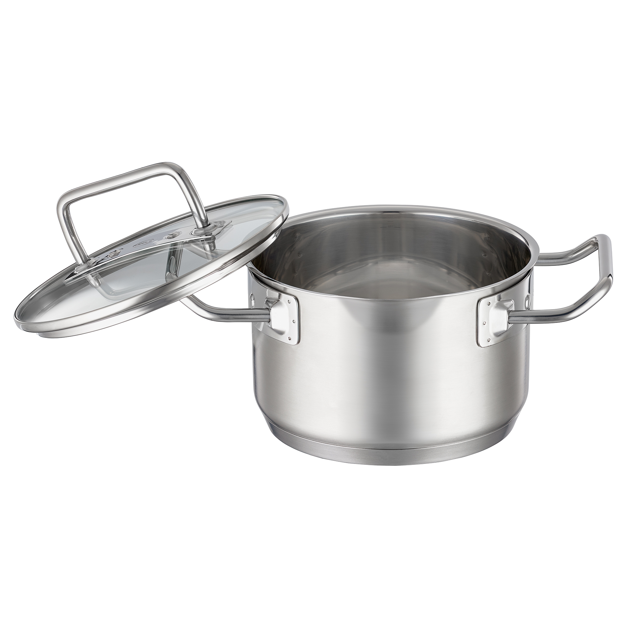 RÖSLE Edelstahl Kochtopf mit Deckel Kochtopf, 16 cm, aus Edelstahl, mit Glasdeckel und zwei Griffen