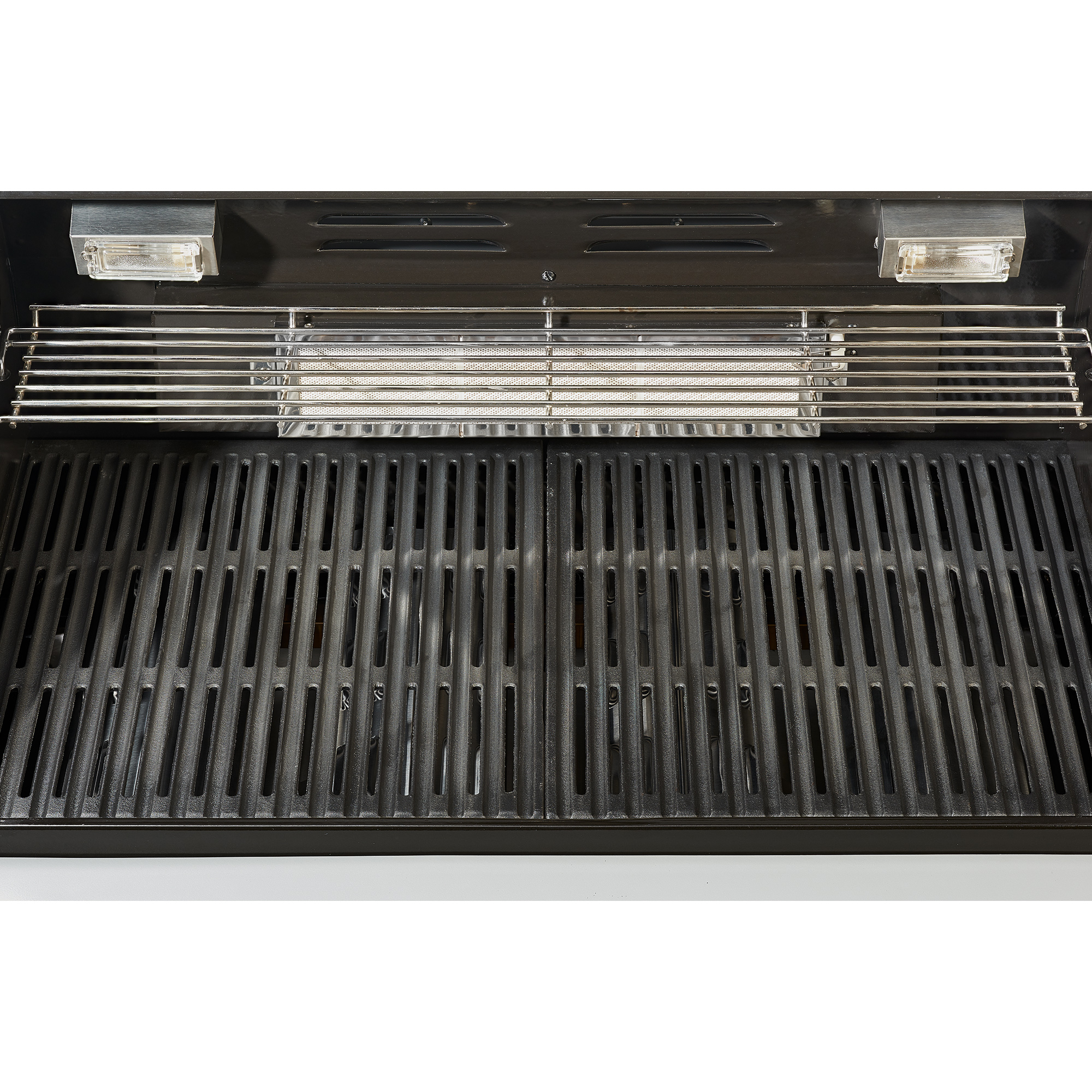 Gasgrill BBQ Station Magnum PRO G4 von RÖSLE Gasgrill BBQ Station Magnum PRO G4 mit zwei Grillflächen und integrierten Lichtern.