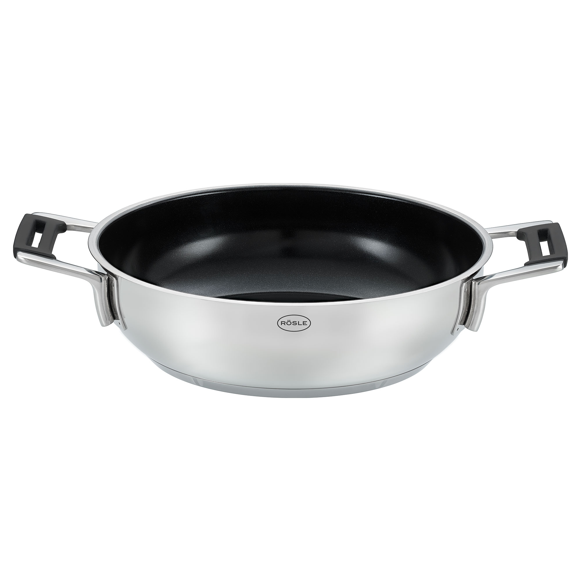 RÖSLE Servierpfanne 28 cm Servierpfanne, 28 cm, aus Edelstahl mit Keramikversiegelung, schwarz innen, silber außen,...
