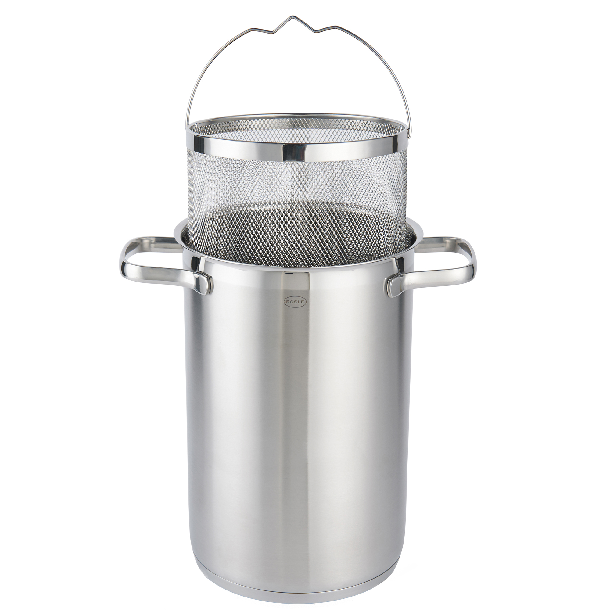 RÖSLE Spargeltopf Elegance Spargeltopf aus Edelstahl mit herausnehmbarem Siebeinsatz und zwei Griffen.