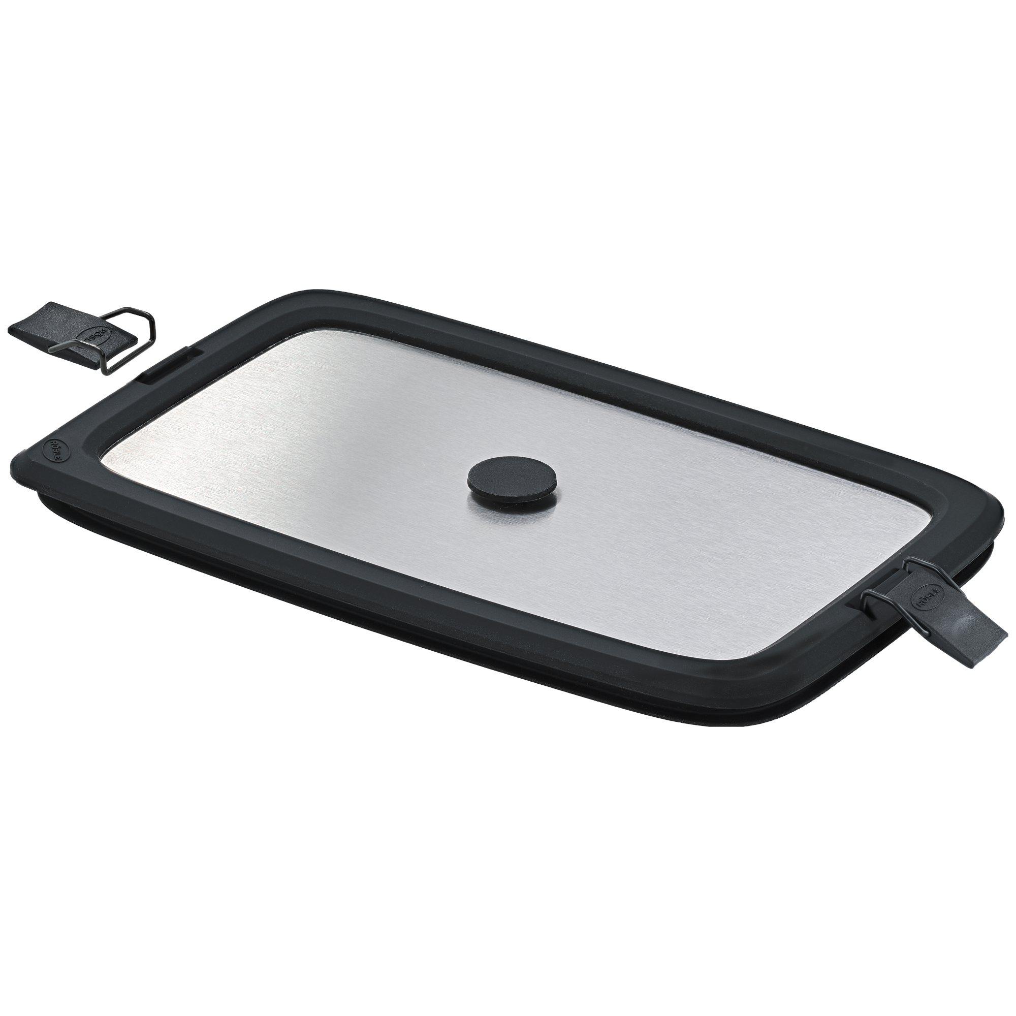 Edelstahldeckel von RÖSLE Edelstahldeckel für 1,5 l Topf, rechteckig, mit Silikonrand und Griffen