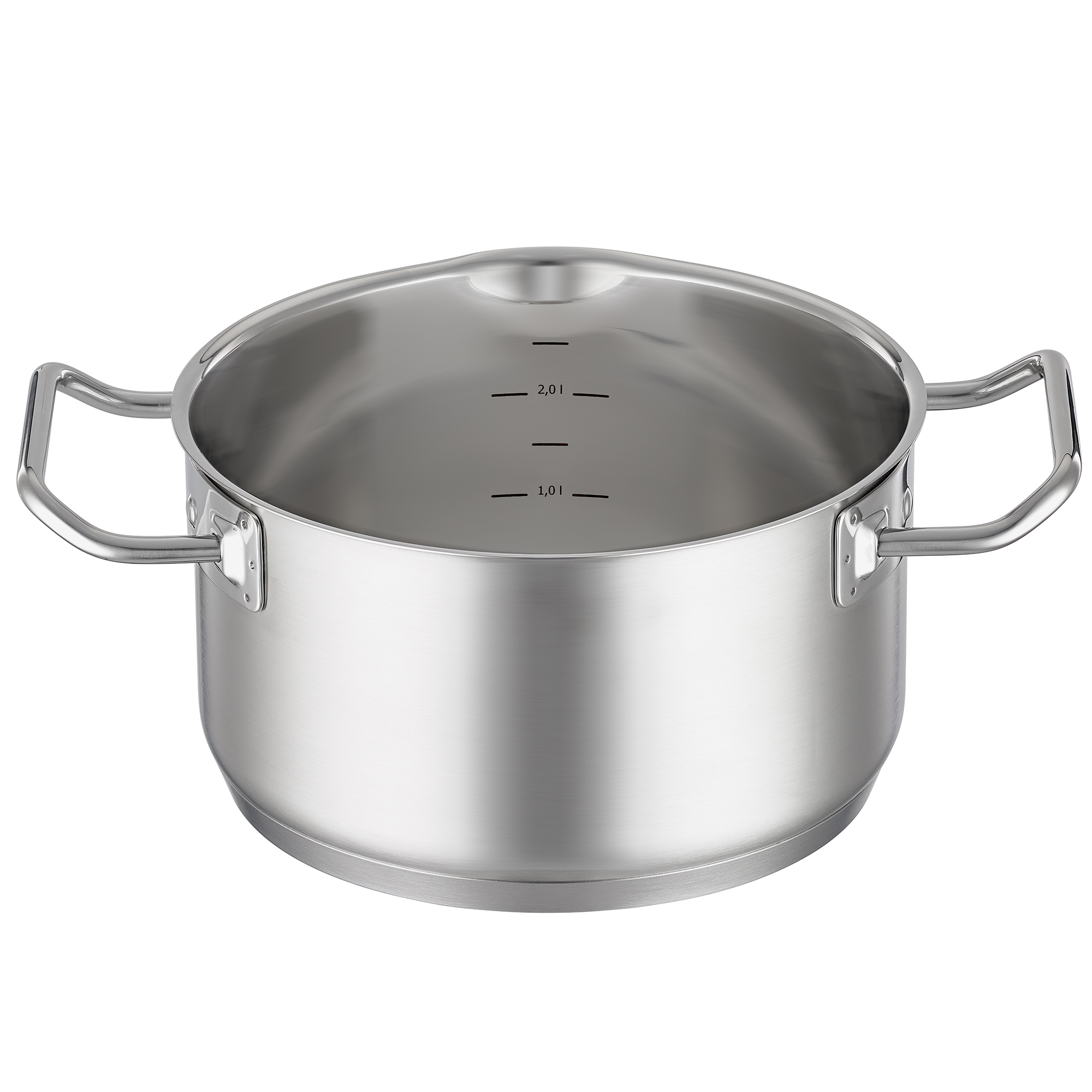 RÖSLE Edelstahl Kochtopf 20 cm Kochtopf, 20 cm, aus Edelstahl, mit zwei Griffen und Innenmessskala