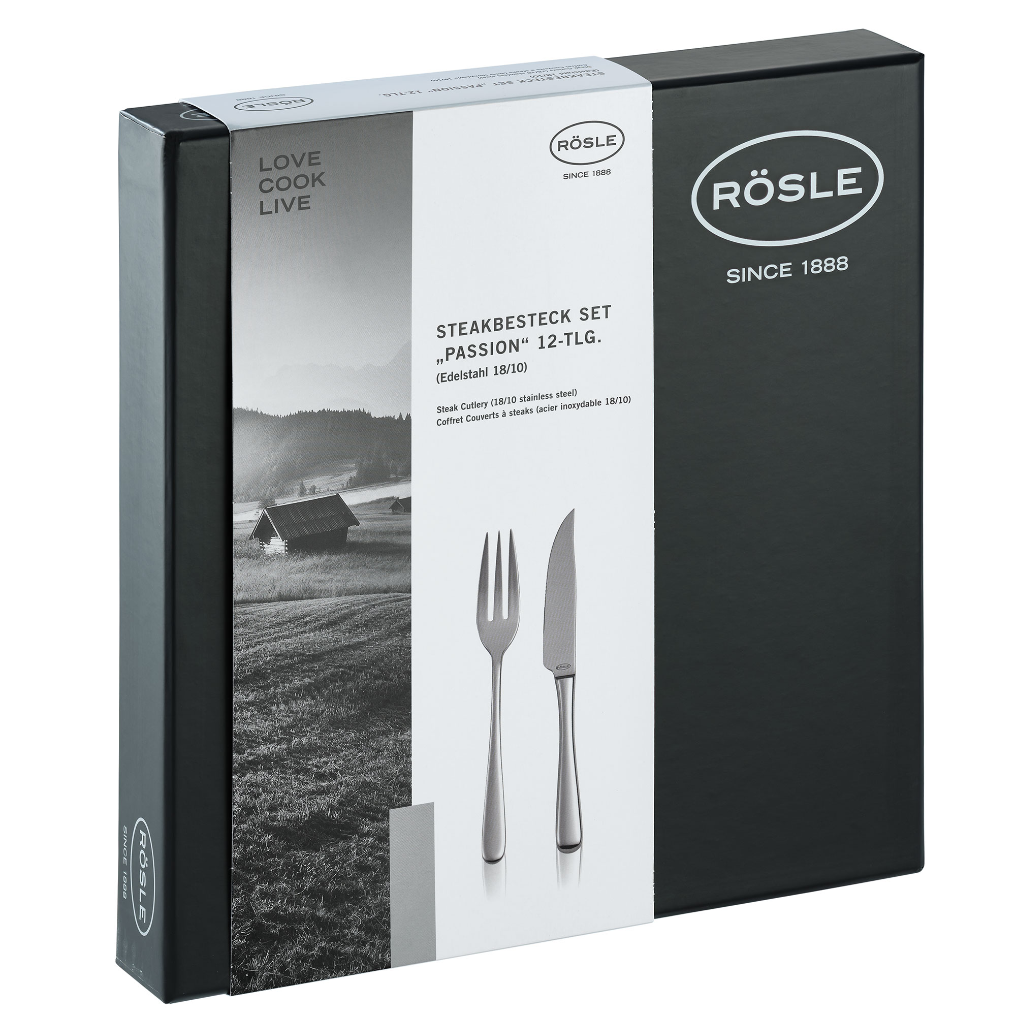 RÖSLE Steakbesteck Set 'Passion', 12-teilig Steakbesteck Set 'Passion', 12-teilig, Edelstahl, in schwarzer Verpackung mit Produktbeschreibung.